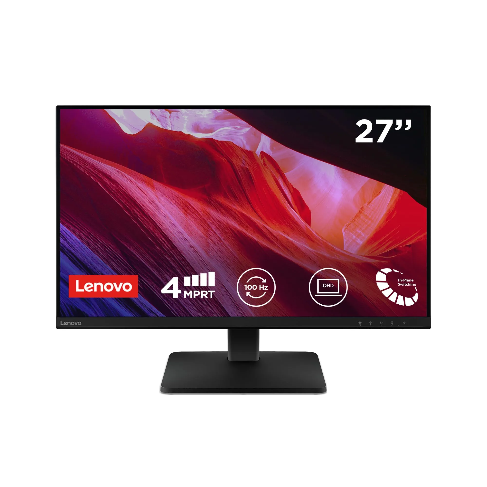Lenovo L27qe Monitor 27" QHD (2560 x 1440), IPS, 4ms, 100Hz, Regolabile, Porte HDMI 2.1 e DisplayPort 1.4, Cavo HDMI incluso - Raven Black