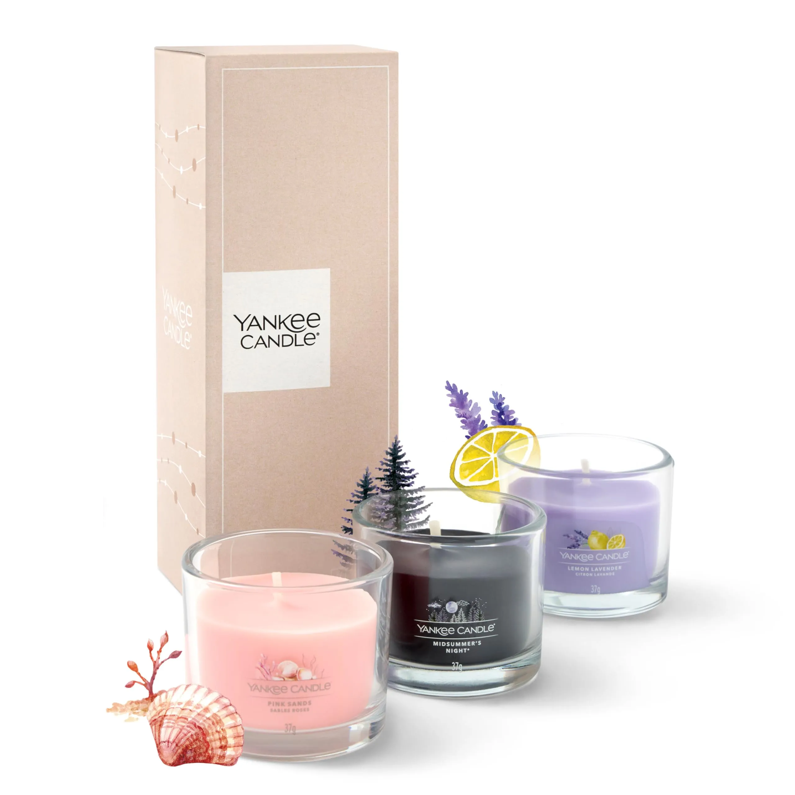 Yankee Candle Set regalo di candele profumate | 3 mini candele votive profumate | Miscela di cera di soia | Regali perfetti per le donne