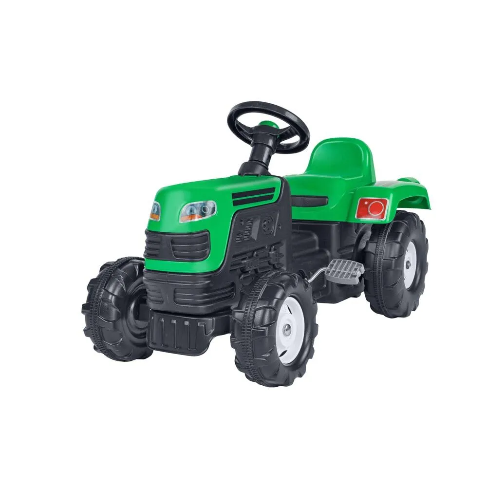 Dolu- Trattore a Pedali cavalcabile, con 4 Ruote, Volante e Una Portata Massima di 50 kg, Colore Verde, 40784