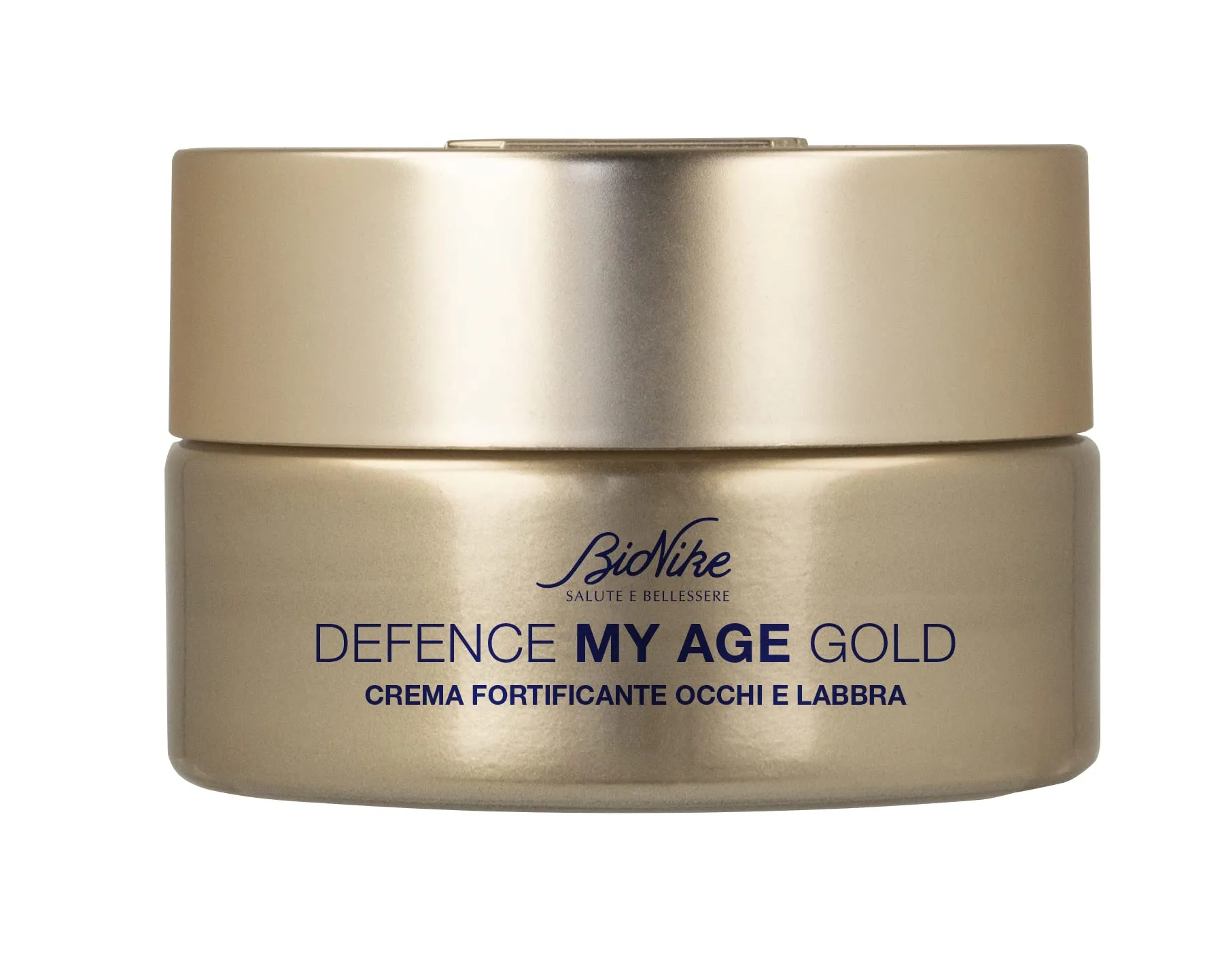 BioNike Defence My Age Gold - Crema Contorno Occhi e Labbra Antirughe con Acido Ialuronico, Trattamento Fortificante per Levigare, Distendere e Rivitalizzare la Pelle Matura, 15ml