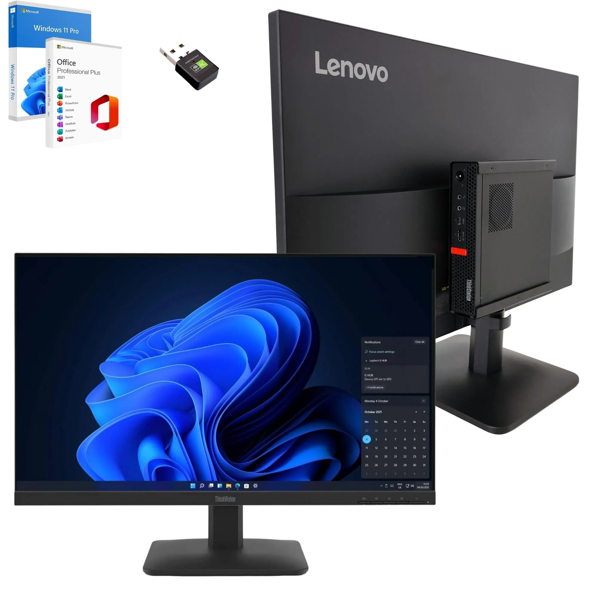 Lenovo Computer completo 27" i5 8500 16GB Ram 1 Tera SSD Win 11 Pro Office 2021 Pro 36 mesi di garanzia -c27-40