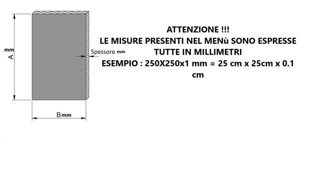 Fratelli Biasco Lamiera in FERRO S235JR con spessori 1,1.5, 2, 3, 4,5,6 mm (250x250x8 mm (lato x lato x spessore))