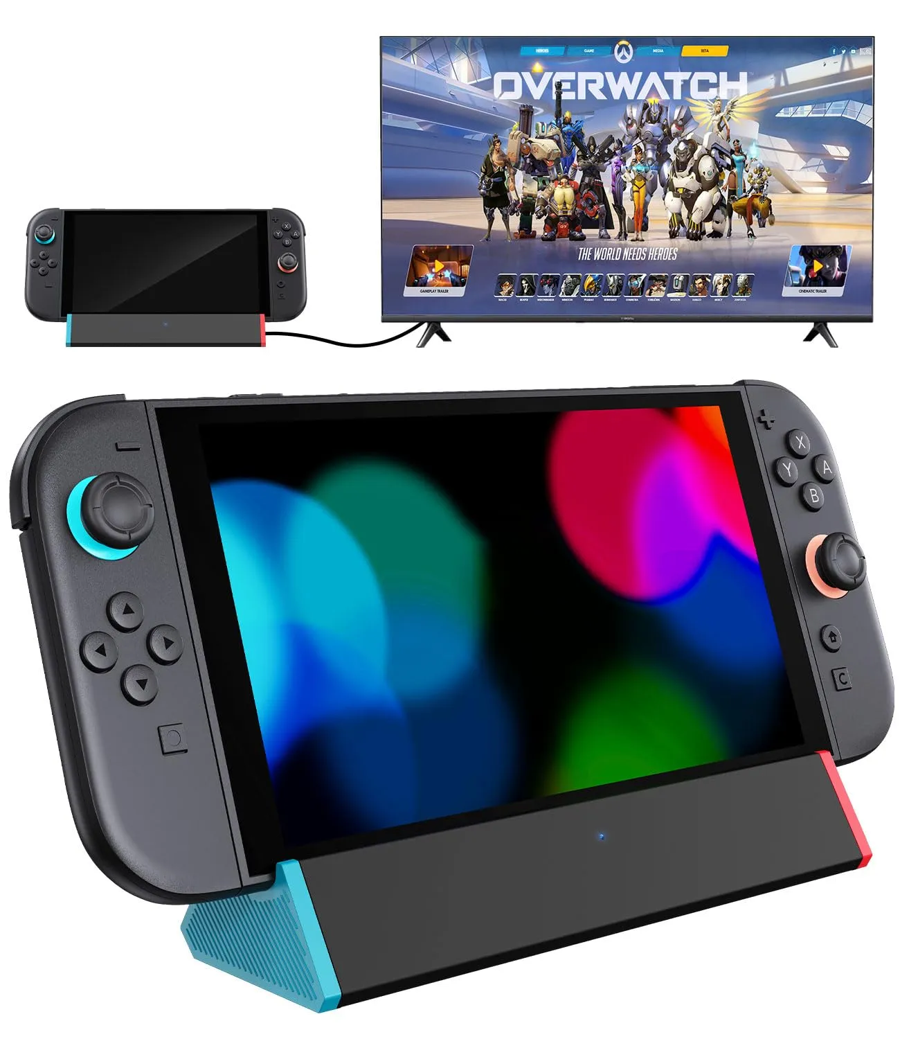 SiWiQU Switch 2 TV Dock, Portatile Base Support Compatibile con Nintendo Switch 2 Console Solo, Caricatore Switch 2 con 4K @120Hz Uscita HDMI/100W Carica Ingresso/USB3.0 Dock Switch 2 Ufficiale