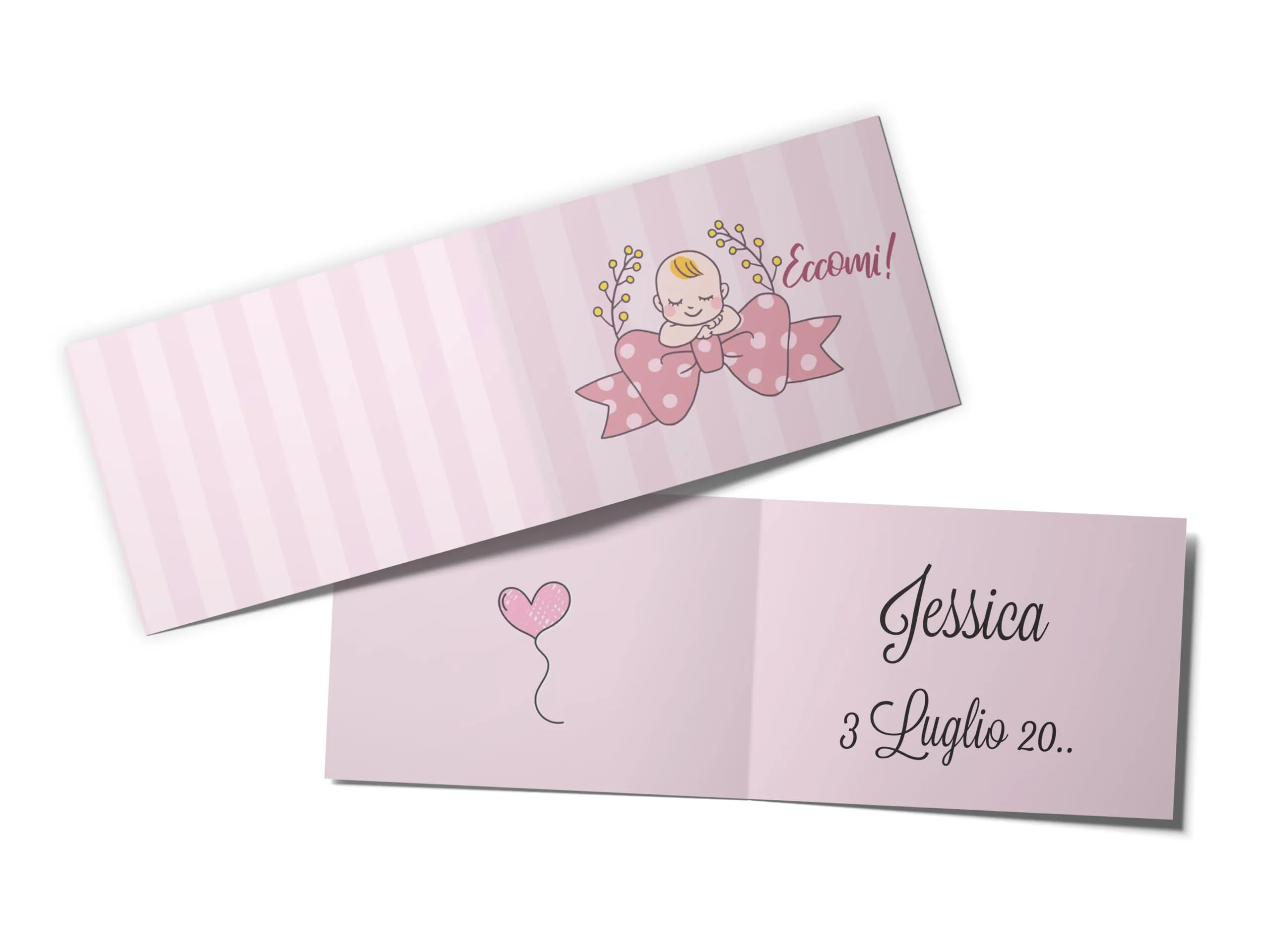 Bigliettini Bomboniera Confetti Personalizzabili con Nome e Data per tutte le Occasioni (07-Nascita-Battesimo)