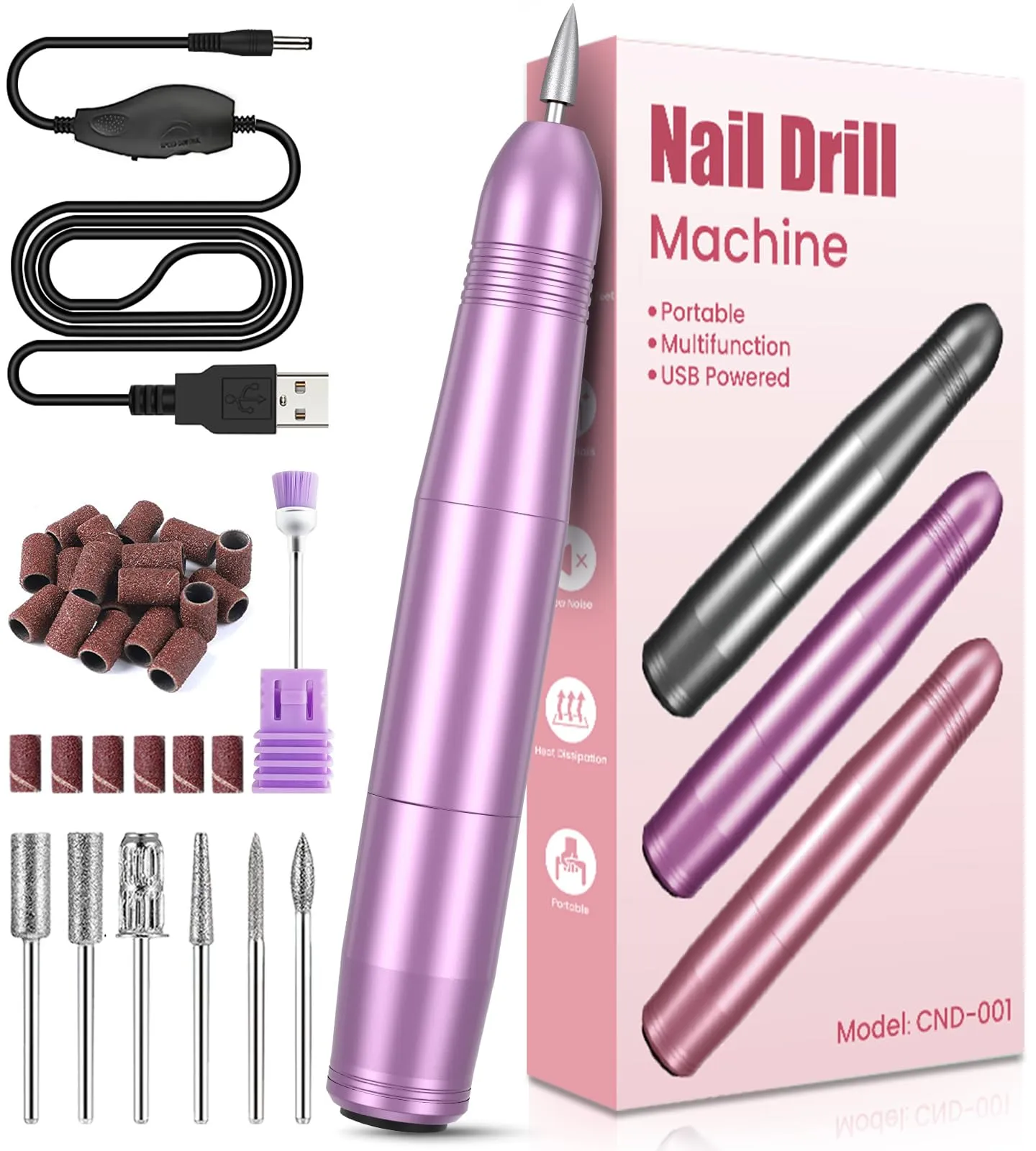 Fresa per Unghie, KOOFIT Fresa per Unghie Professionale, Manicure Elettrico e Pedicure, 20000 RPM Velocità Regolabil Lima Unghie Elettrica con Casa e Salone Usare, Regalo per Ragazze Donne Mamma