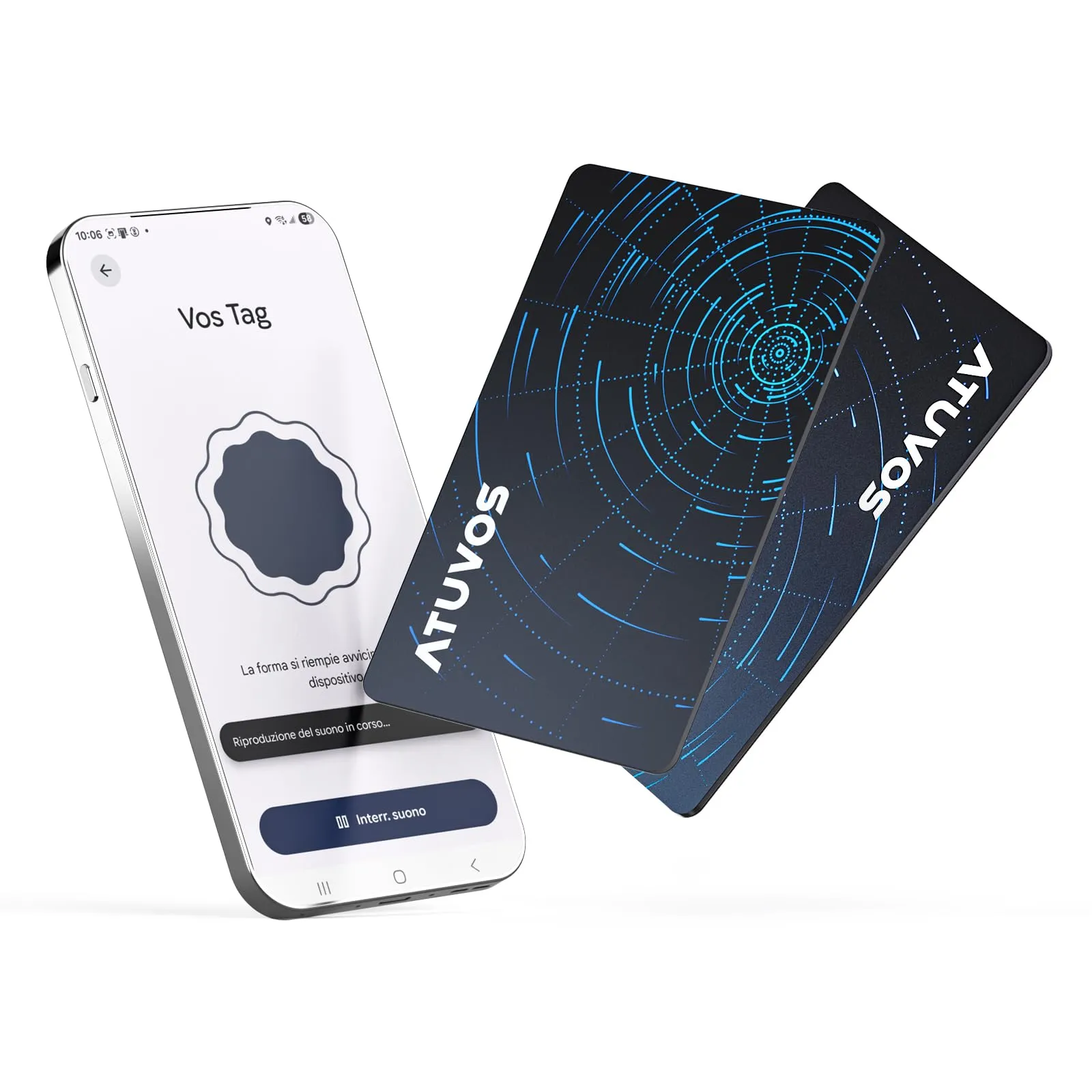 ATUVOS Dual System Air Tag Card Pro, Ricaricabile Wallet Tracker 1.6mm 1 Pezzo, Funziona con Android Google Funzioni Trova o iOS Apple Dov'è APP (Huawei non Supportato), Localizzatore per Portafoglio