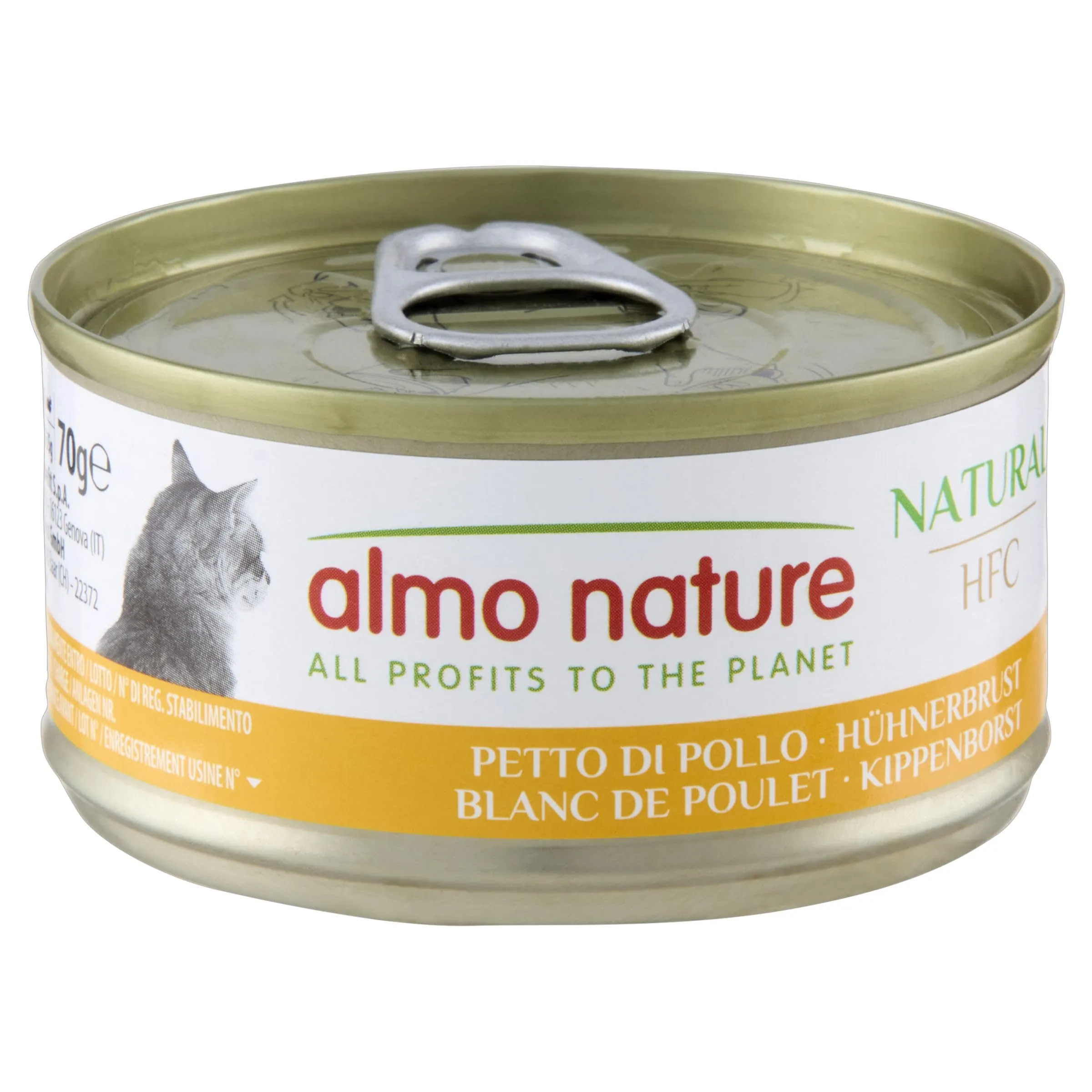 Almo Nature HFC Natural, Alimento Umido per Gatti - Petto di Pollo - Confezione da 1.68 kg (24 x 70 g)
