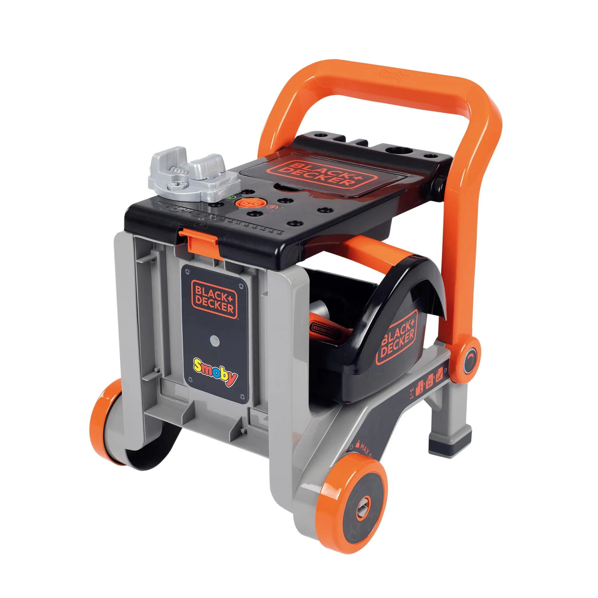 Smoby - Black+Decker - Carrello + Banchetto 3 in 1 - Giocattolo fai da te per bambini - 19 Accessori - 7600360219