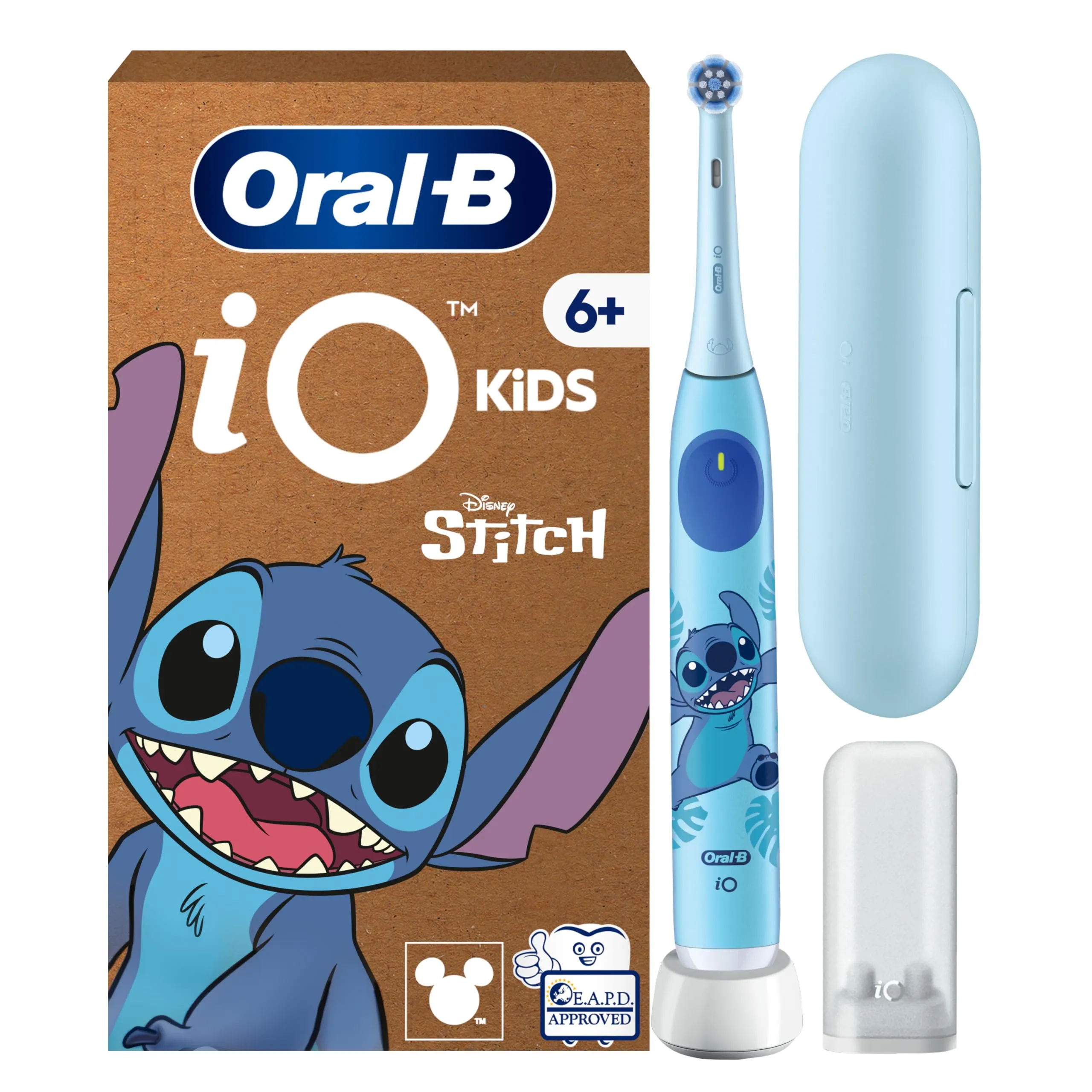 Oral-B iO Kids Spazzolino Elettrico Ricaricabile Disney Stitch Per Bambini Dai 6 Anni In Su, Delicato Su Denti da latte e Gengive, Efficace contro la Carie, 1 Spazzolino