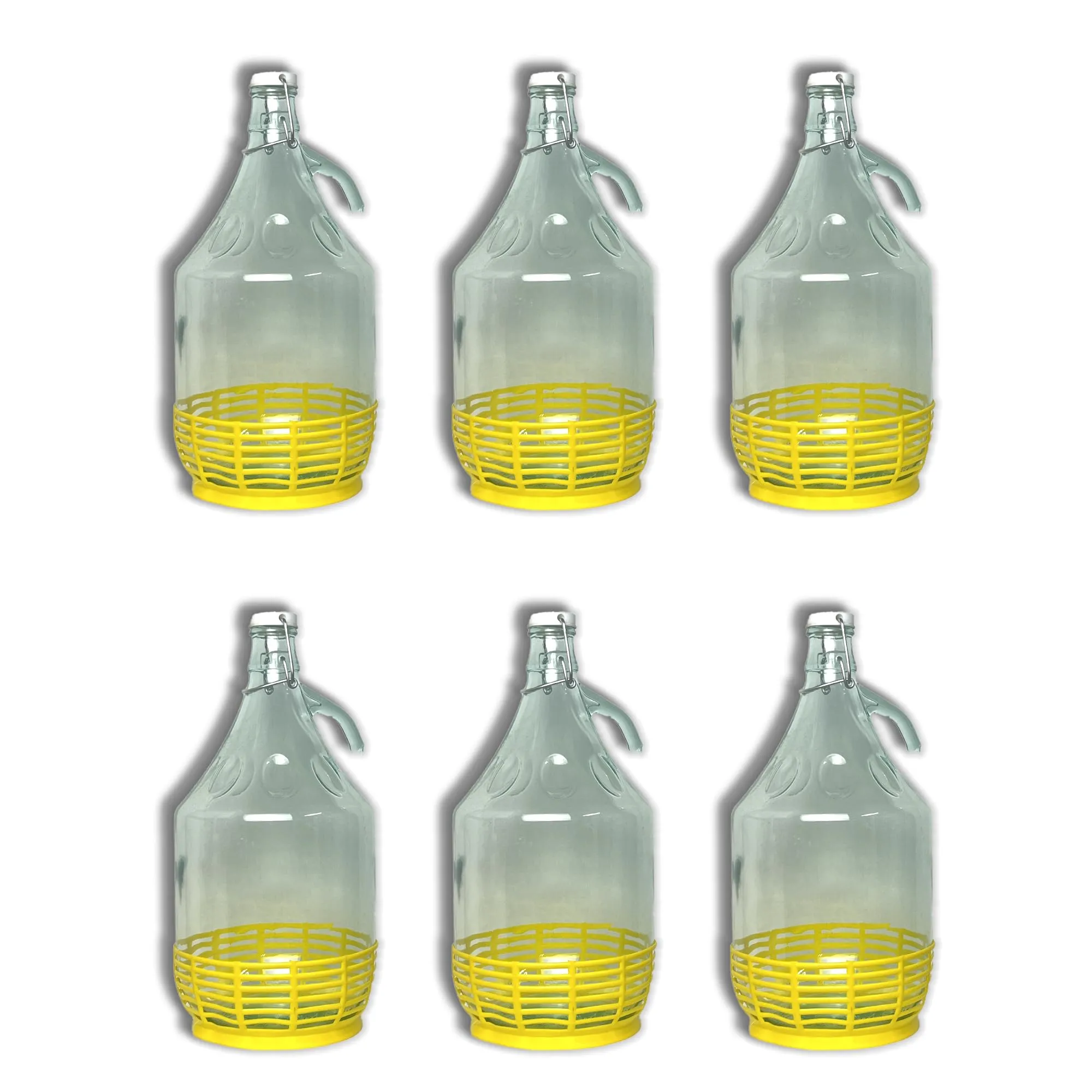 FERROELETTRA Damigiana Vetro 5 Litri - Bottiglione con Chiusura Meccanica Ermetica Con Guarnizione Dama per Olio - Contenitore Olio 5 Litri - Damigiane e Bottiglioni per Prodotti Alimentari (6 Pezzi)