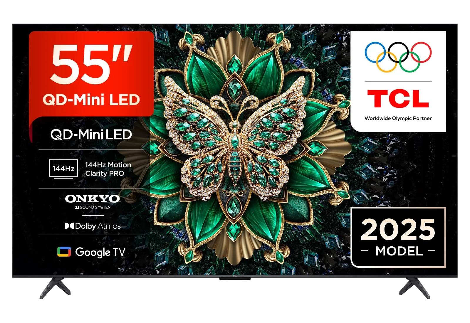 TCL 55C6K 55" QD-Mini LED TV, 4K HDR Premium 1000nits, Smart TV con tecnologia Google TV (Dolby Vision IQ e Atmos, sistema audio Onkyo 2.1, Motion Clarity Pro a 144 Hz, Game Master)