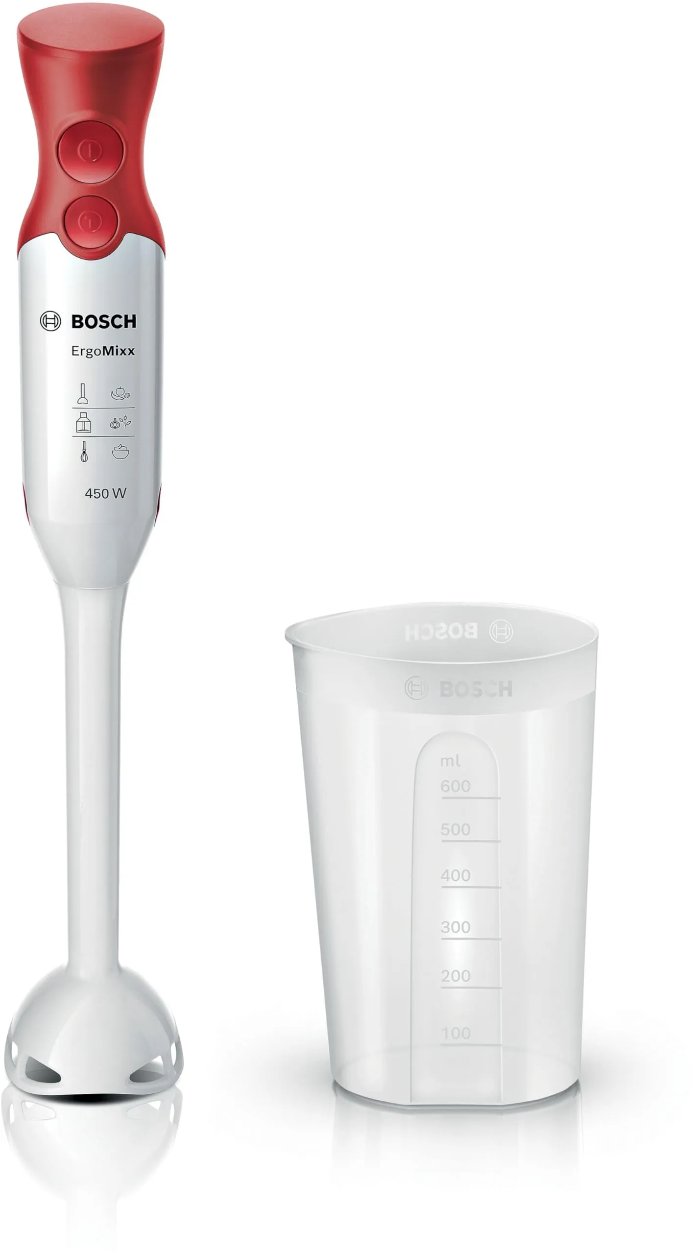 Bosch Elettrodomestici MSM64010 ErgomMixx Mixer a Immersione, 450 W, 1 Liter, 50 Decibel, Plastica, Bianco