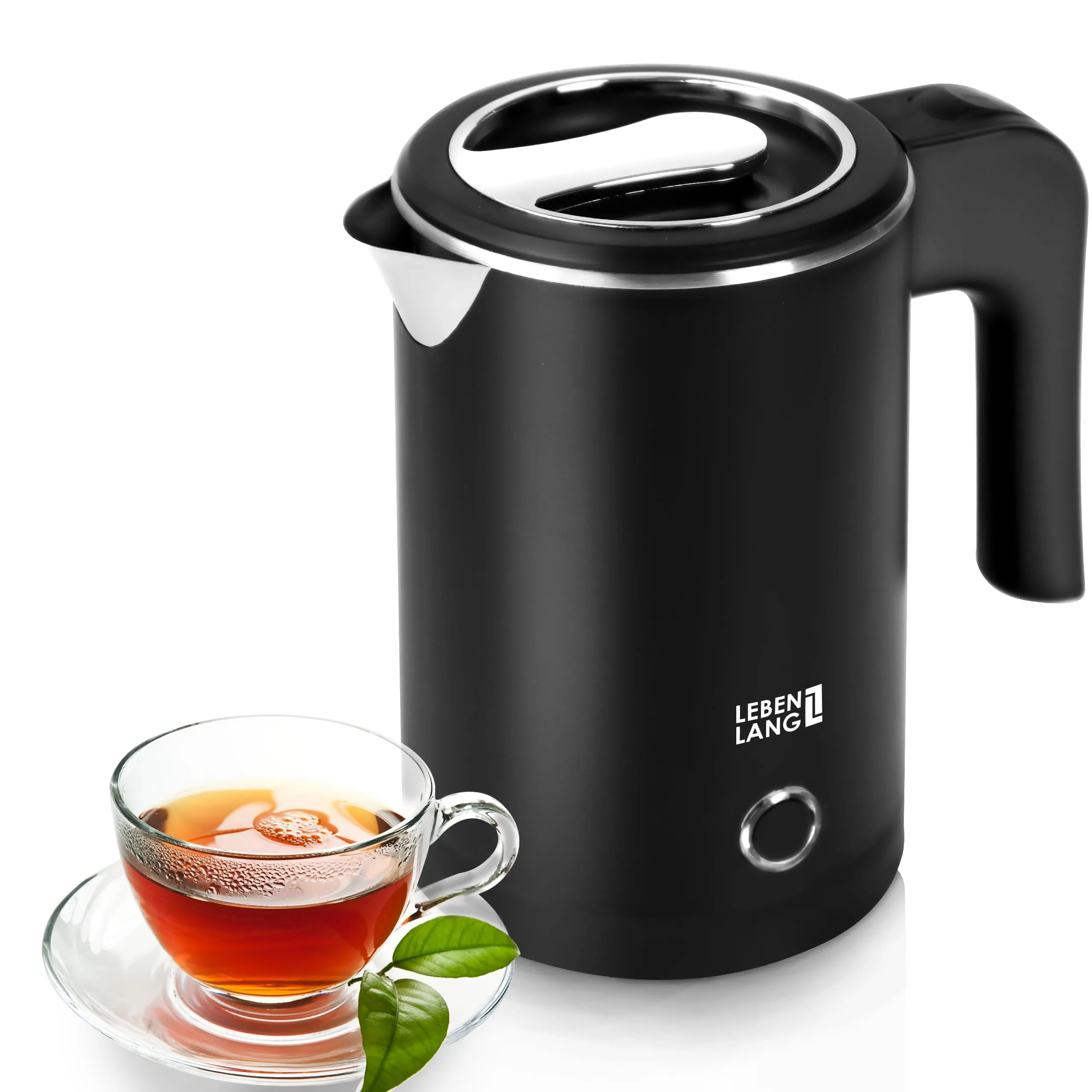 LEBENLANG Bollitore elettrico piccolo in Acciaio Inossidabile - Risparmio Energetico 600W & Portatile 0,5L I Mini Bollitore Elettrico inox Bollitori Acqua Teiera da Viaggio Electric Kettle