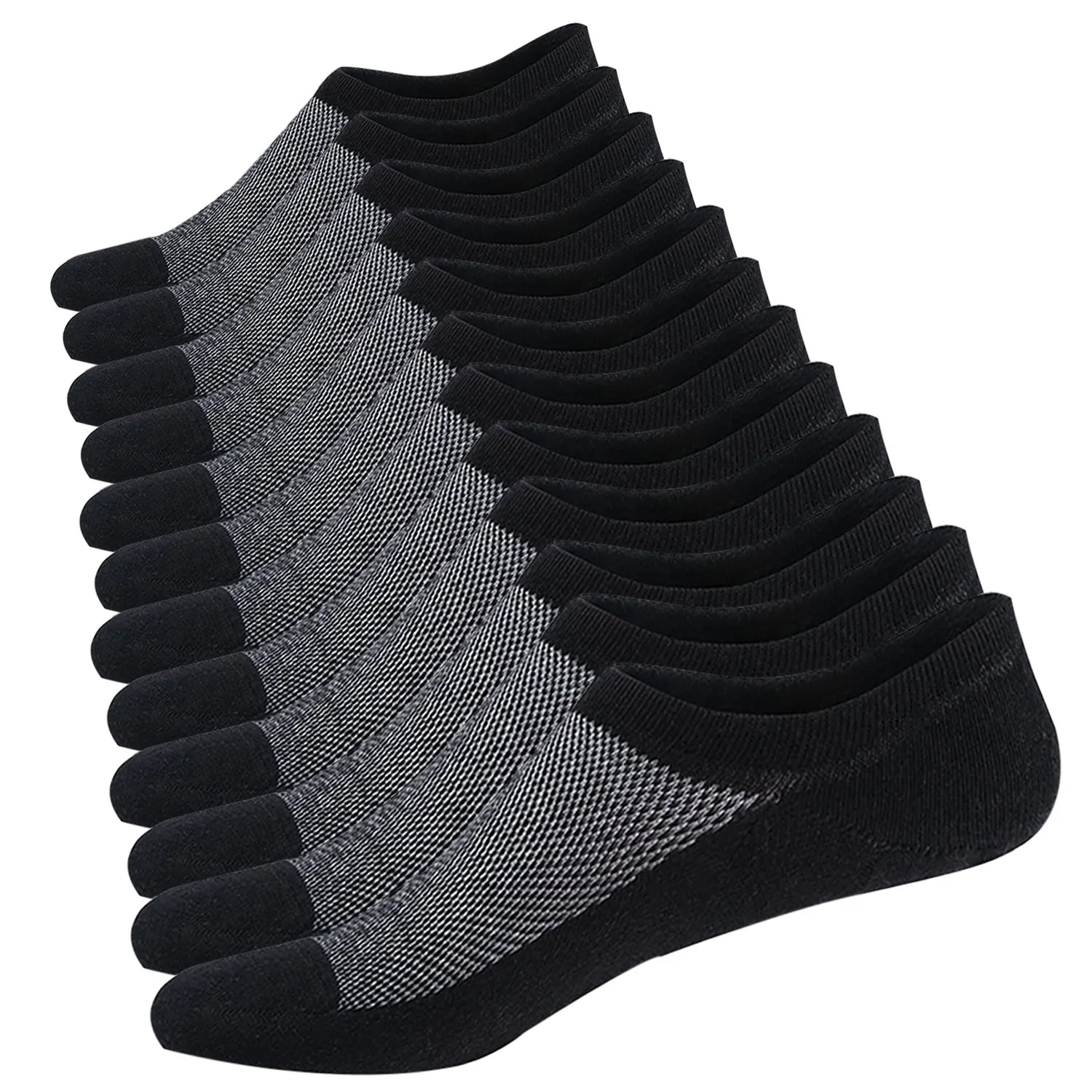 Ueither Calzini Fantasmini Uomo Sneaker Calze Taglio Basso Corti，Calze Invisibili in Cotone (6 Paia Nero,38-44)