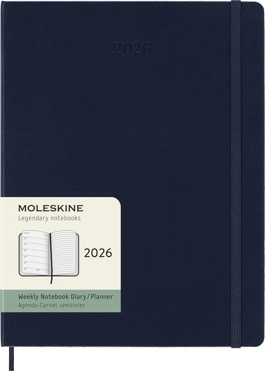 Moleskine Weekly Planner, Agenda Settimanale 2026 12 Mesi Con Spazio Per Note, Con Copertina Rigida e Chiusura Elastica, Formato XL 19 x 25 cm, Colore Blu