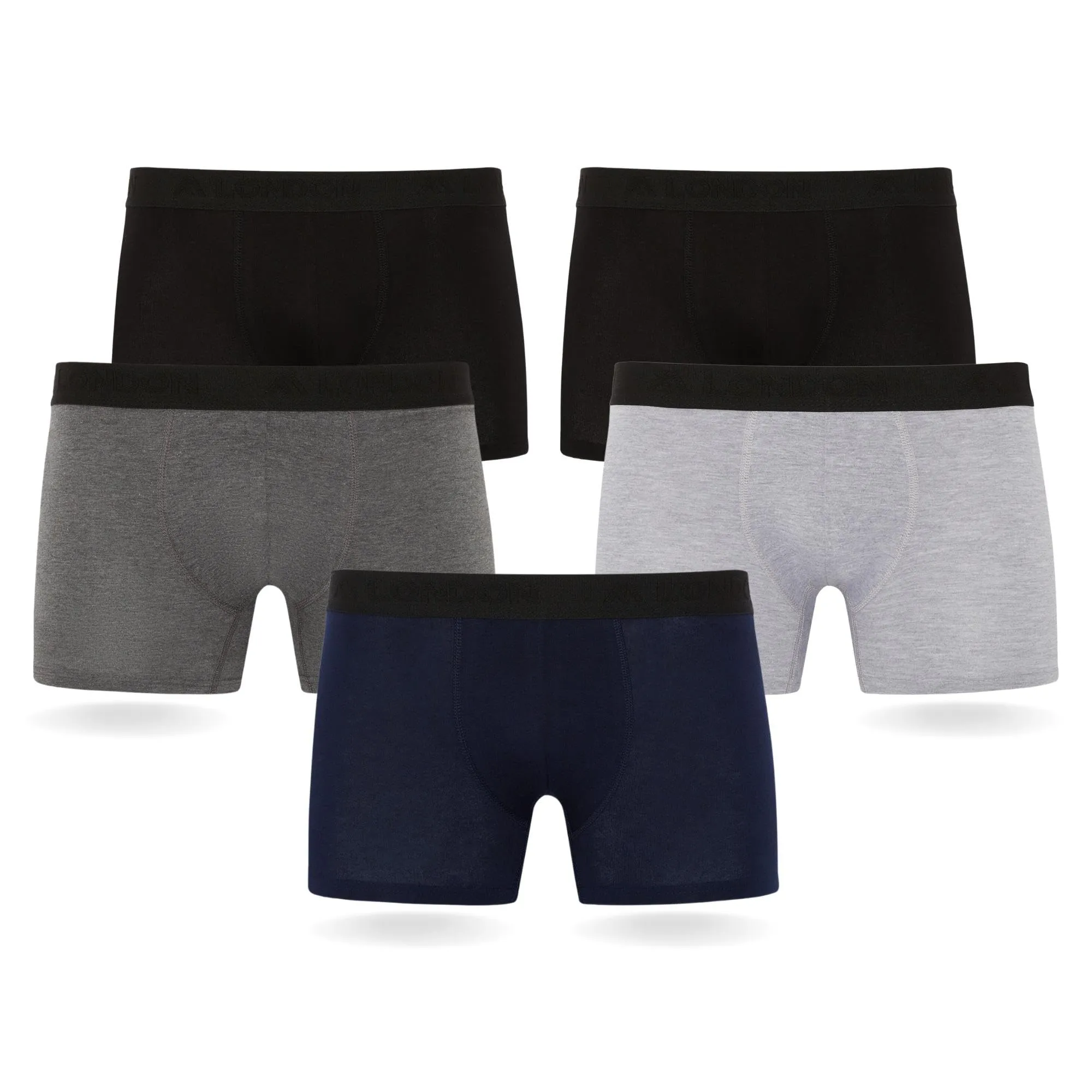 FM London (confezione da 5), boxer da uomo con tecnologia HyFresh di protezione dagli odori, Biancheria intima da uomo traspirante adatta a tutte le occasioni Nero (colori scuri assortiti), M