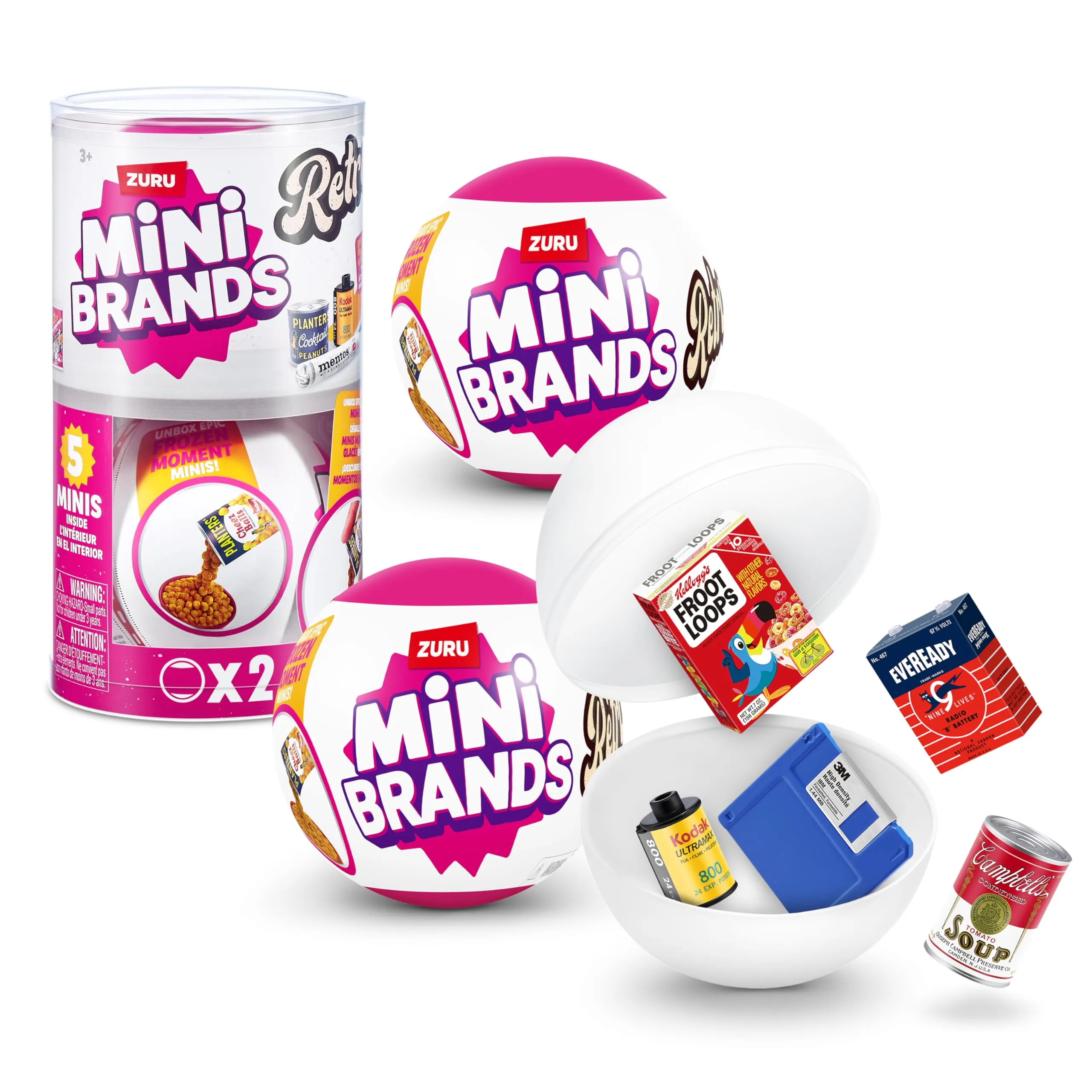 Mini Brands Capsula a sorpresa Retro di ZURU con Minis da collezionare a tema retrò, (2 Capsule)