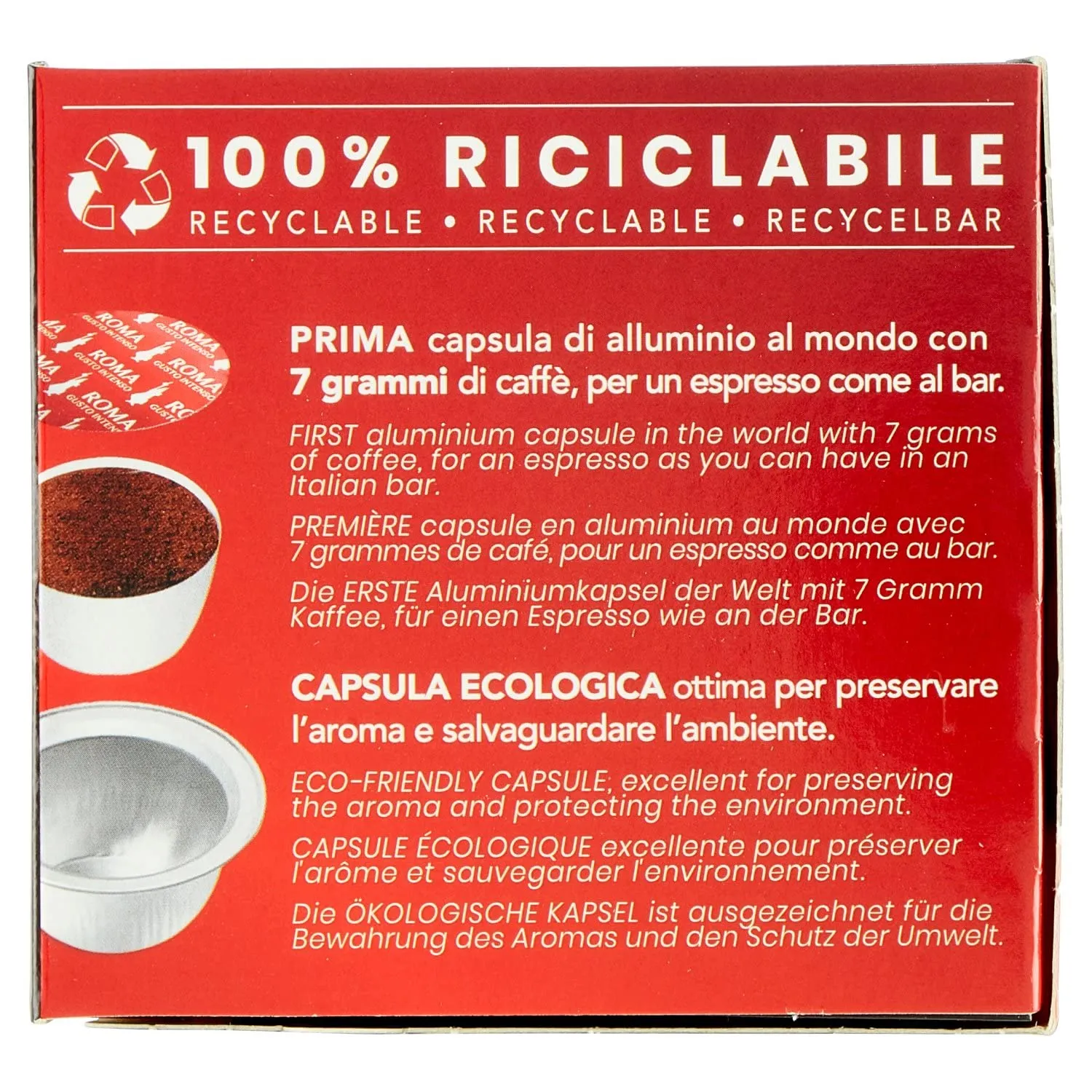 Bialetti Caffè d'Italia, Box 16 Capsule, Roma, Intensità 9, Compatibili con Macchine Bialetti sistema chiuso, 100% Alluminio (Confezione da 2)