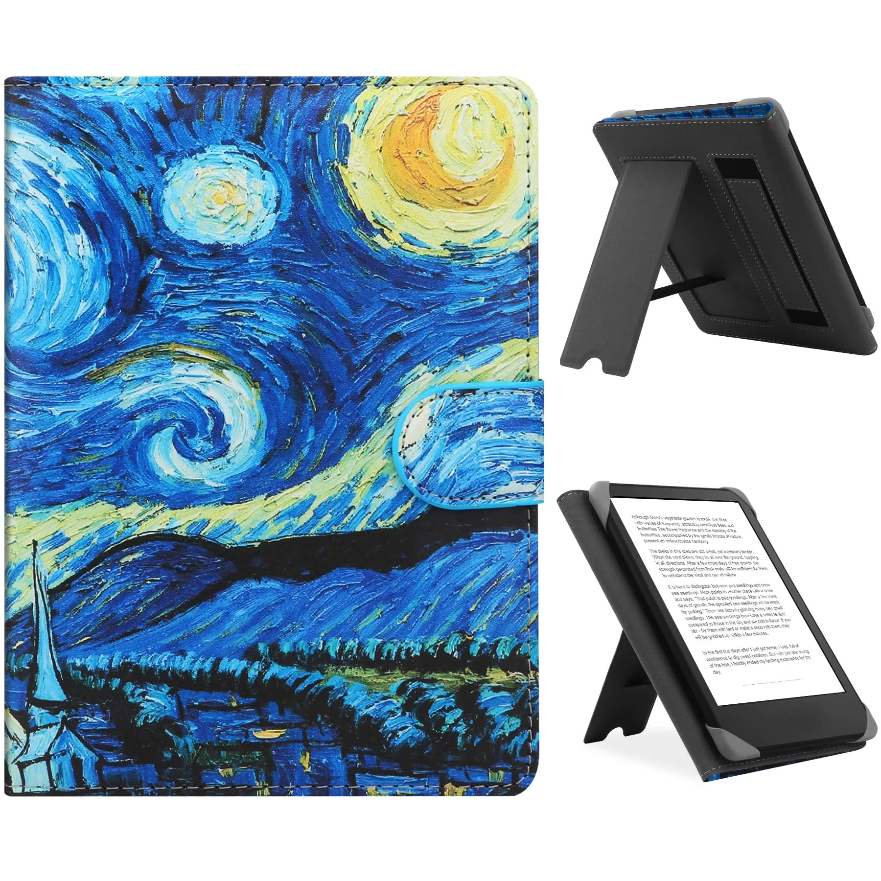HoYiXi Custodia Universale per 6.8",7" eReader Compatibile Kindle Paperwhite/Kobo/PocketBook/Tolino/Sony E-Book Reader Cover Case for 6"-7'' E-Book Reader con Stand,notte stellata