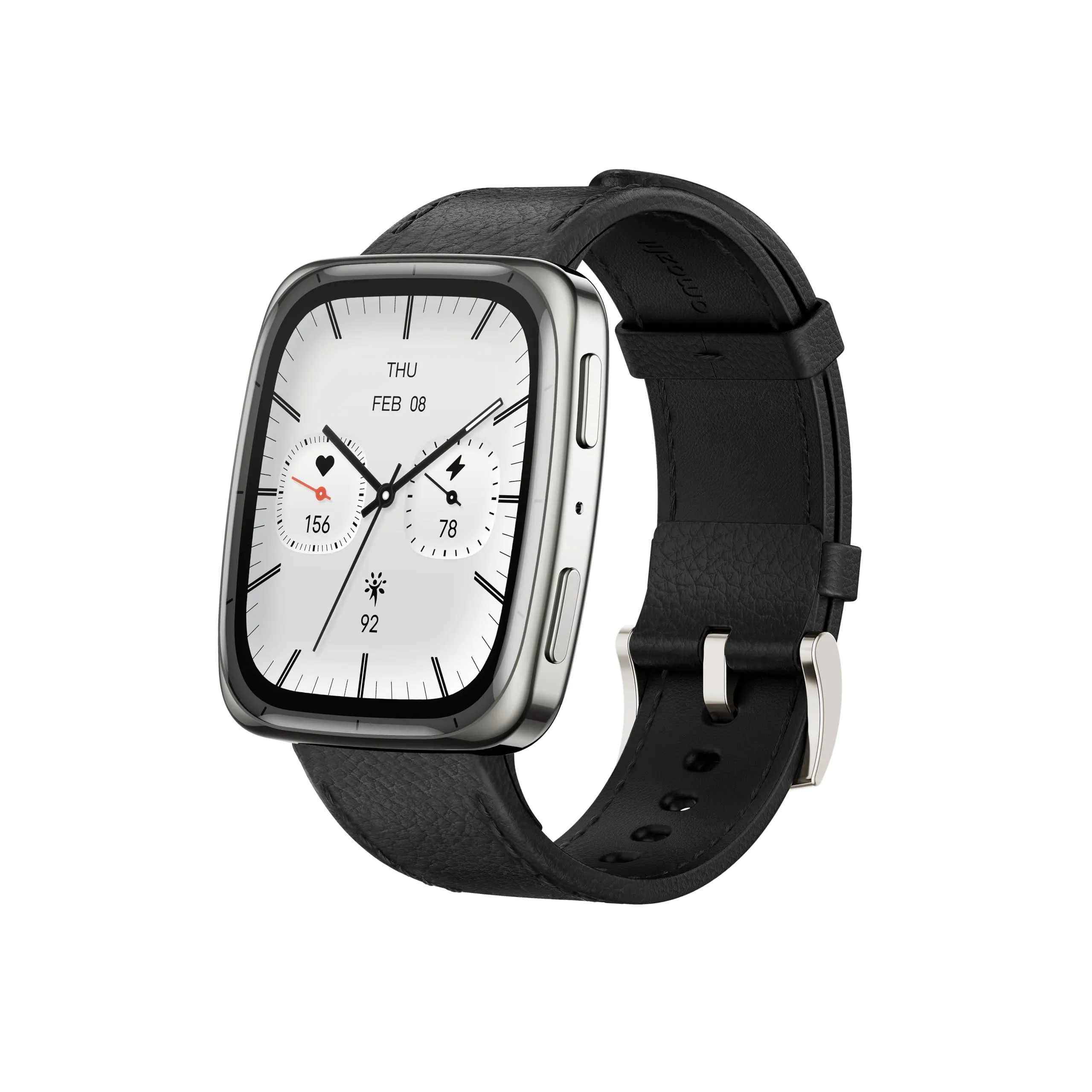 Amazfit Active 2 Smartwatch 1,75" AMOLED, Mappe Offline con GPS, Batteria 10 Giorni, 160+ Modalità Sport, Resistente all’Acqua, Monitoraggio Frequenza Cardiaca e Sonno per Android & iPhone, Pelle Nera