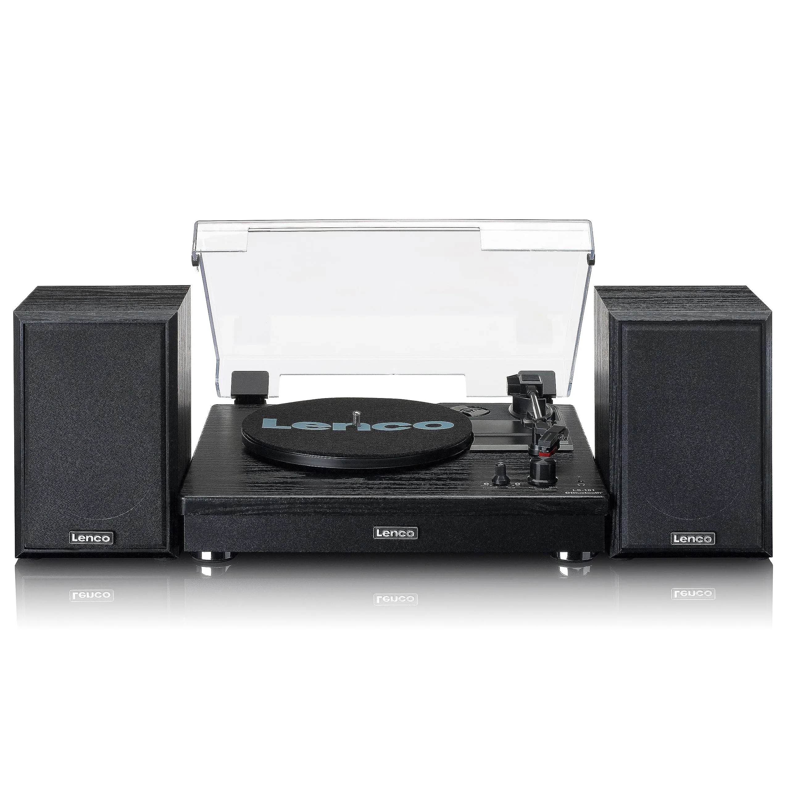 Lenco Giradischi LS-101 - Giradischi Bluetooth - Altoparlante esterno con 2 x 10 Watt RMS - 3 velocità - Trasmissione a cinghia - Nero