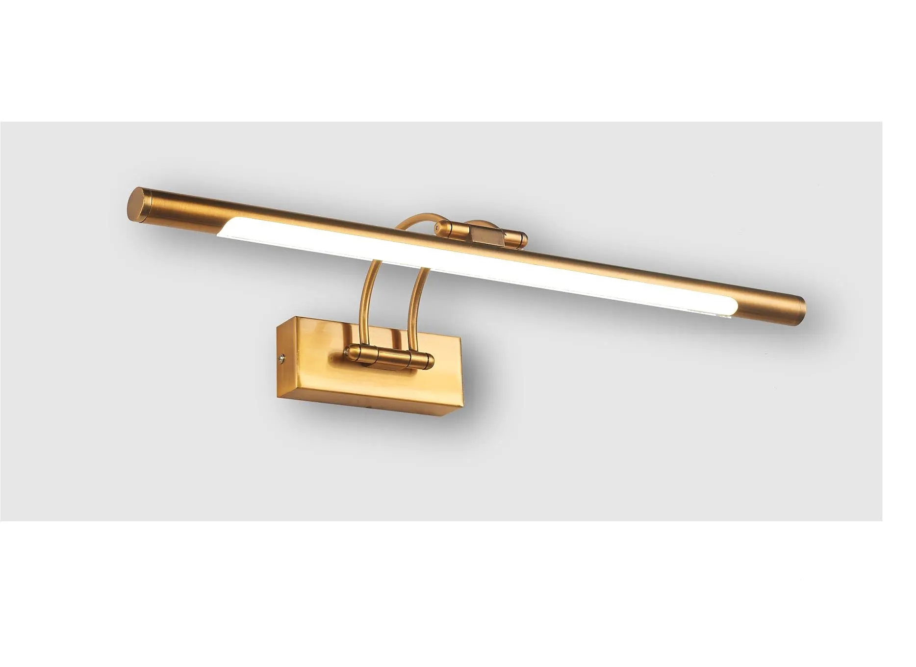 Applique a LED per illuminare quadri, specchi, murales, ecc., LED 12W stile tradizionale ed elegante, tonalità di luce calda 3000K, Oro invecchiato, completamente snodabile e girevole. 65 cm