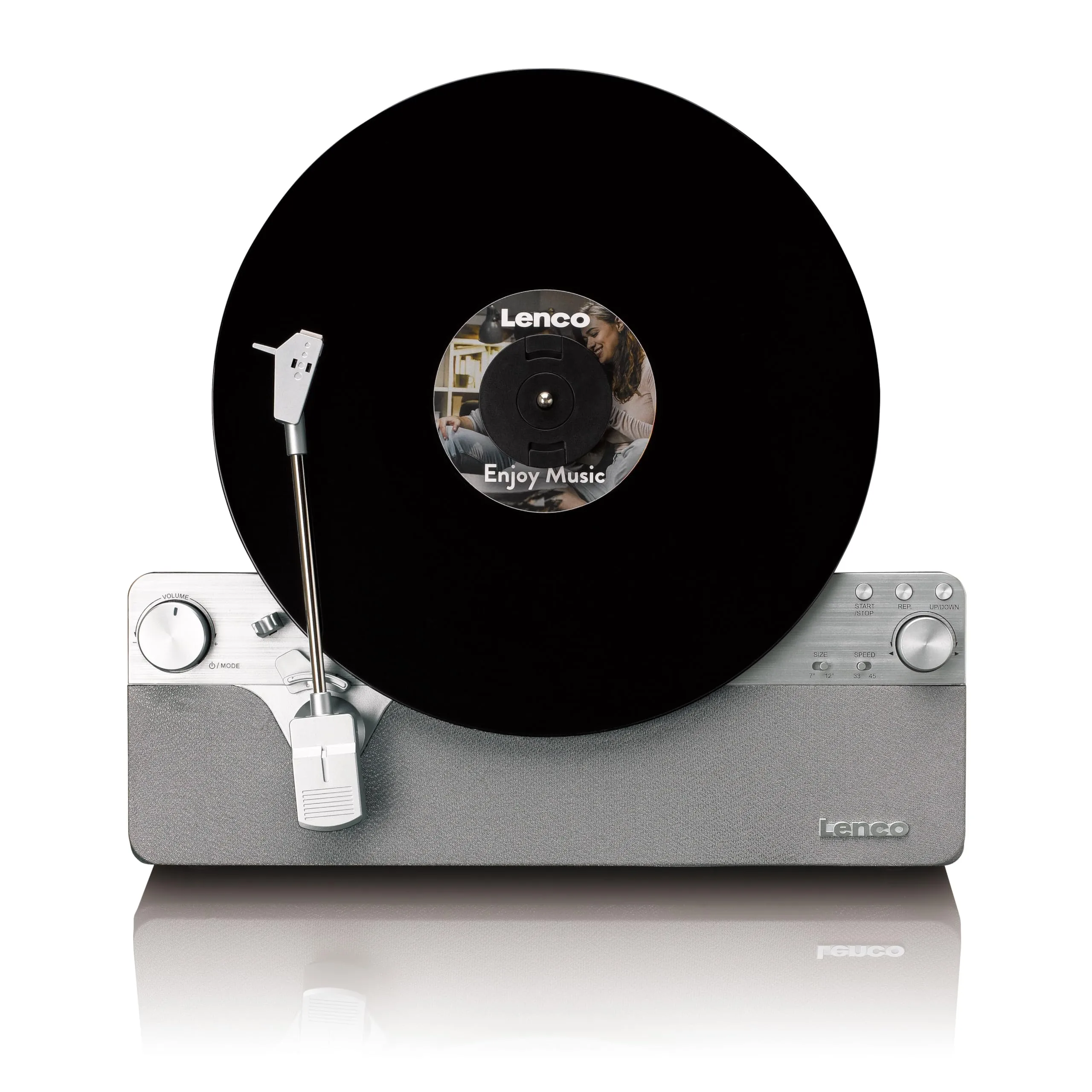 Lenco LSA-071SI - Giradischi verticale completamente automatico con altoparlanti integrati e Bluetooth® - Argento