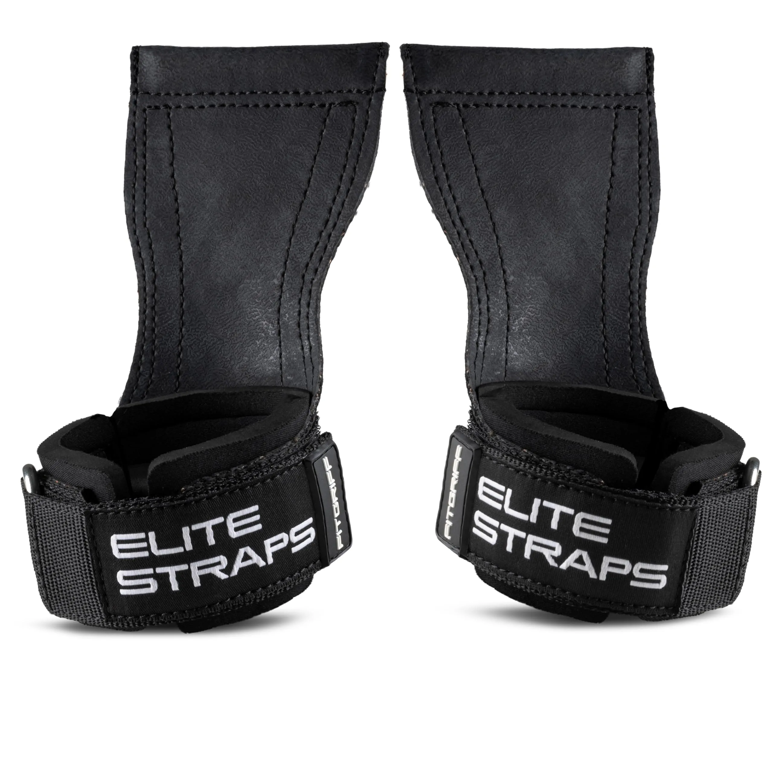 Fitgriff® Elite Straps 2.0 - Straps Palestra con Gomma Grip - Ganci Sollevamento Pesi per Stacchi, Gym, Lifting (Nero, S/M)