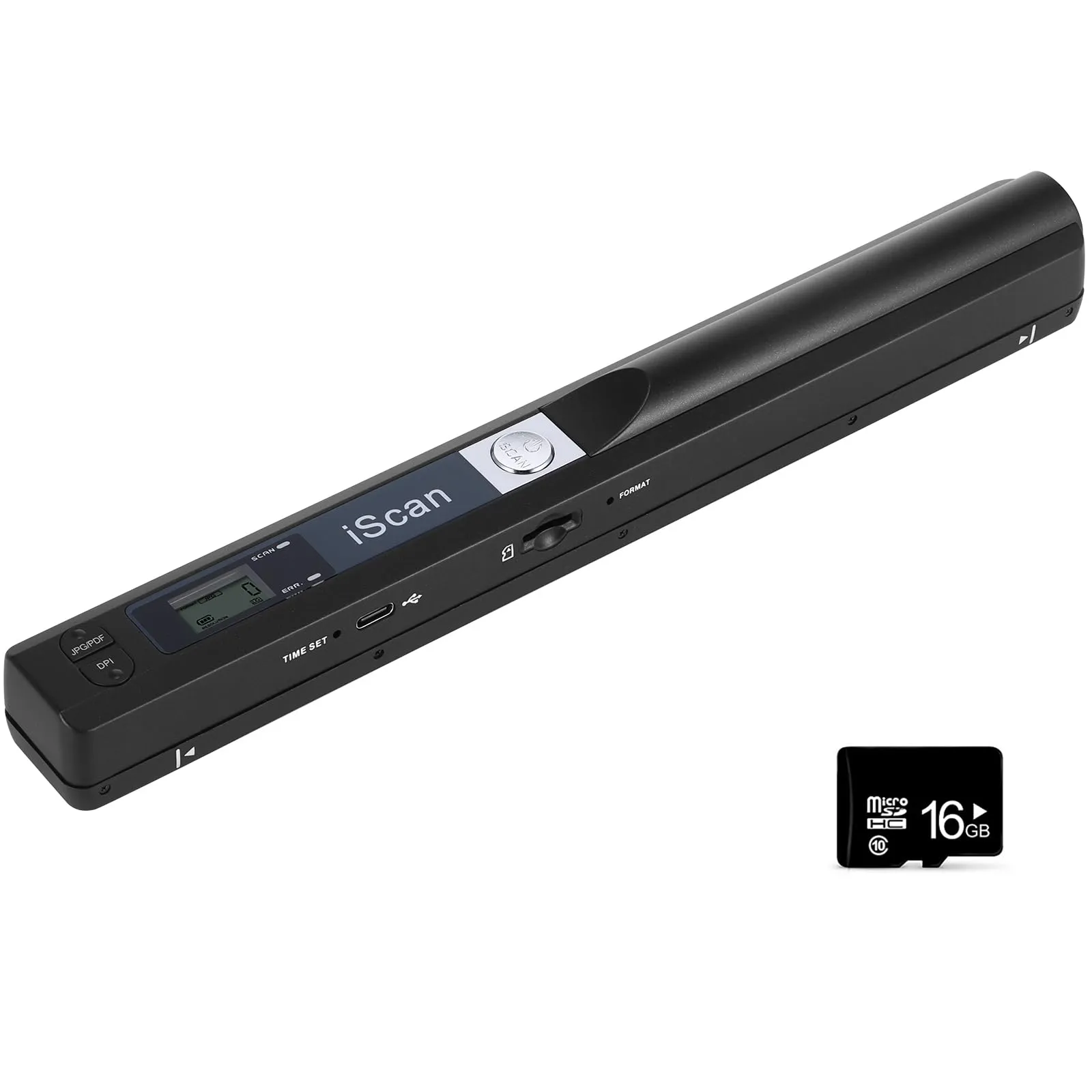 AOZBZ Scanner Per Documenti Portatile, 900 Dpi, Scanner di Immagini USB A4 a Colori, Scanner Portatile Per Foto, Scansione Pratica (Micro Bisogno di Schede SD/TF) (Nero Con scheda di memoria1)