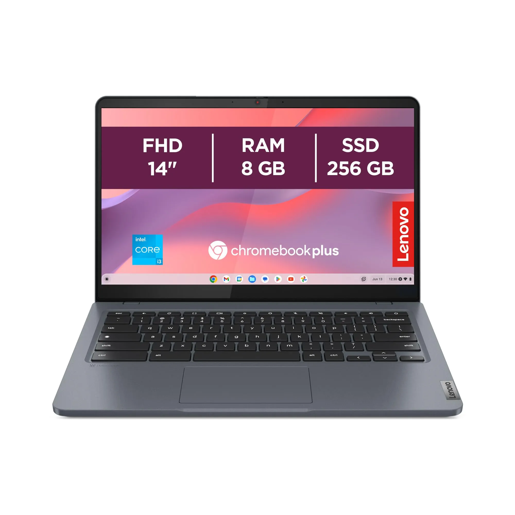 Lenovo IdeaPad Slim 3 Notebook Chromebook Plus 14" FHD (1920x1080) - Intel Core i3-N305, 8GB RAM, 256GB SSD, WiFi 6, ChromeOS, 1.5 Kg - Storm Grey