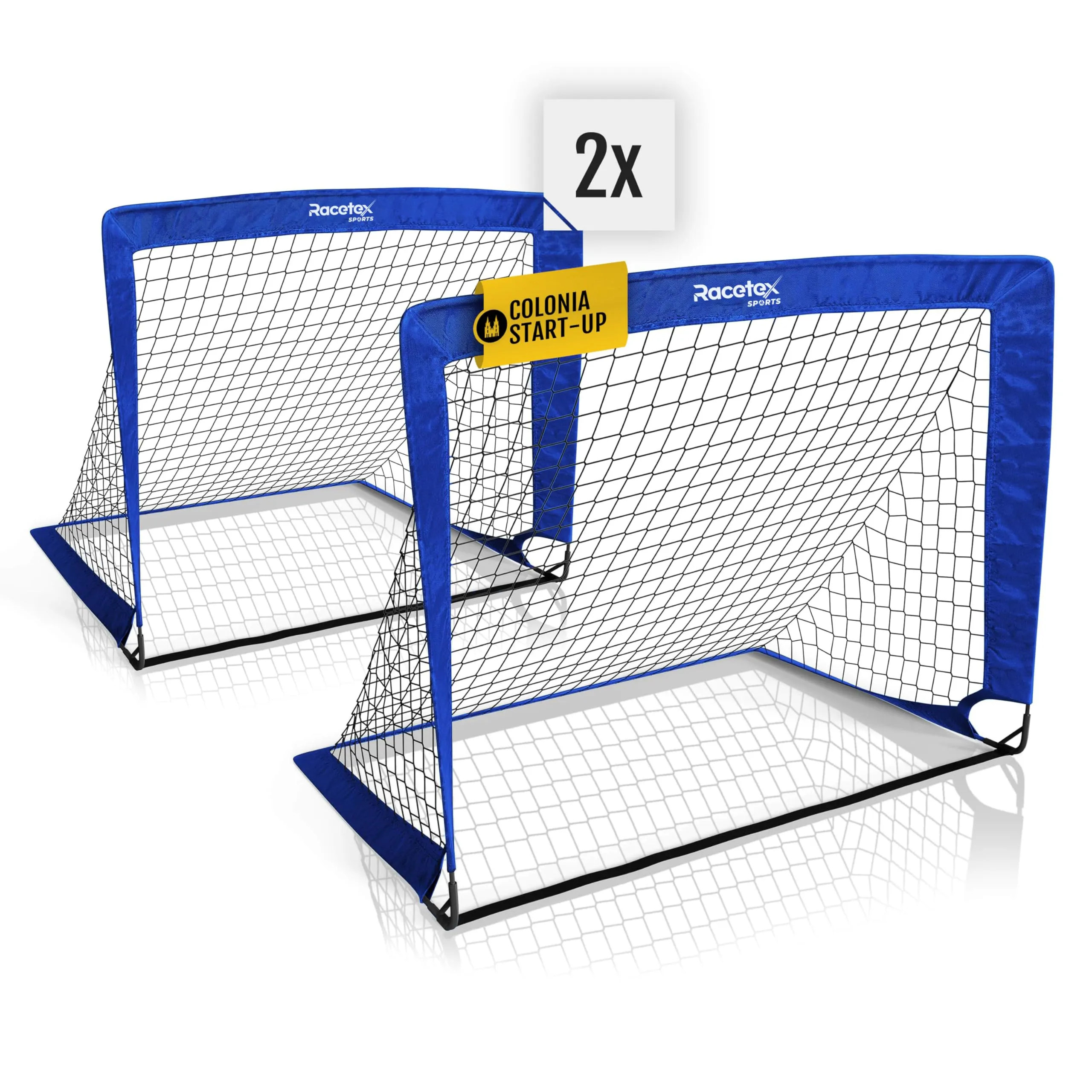 Racetex set di 2 porta calcio bambini - porte da calcio incluse in una pratica borsa per il trasporto - Versione con [ASTE RINFORZATE CON FIBRA DI VETRO] - porta da calcio per bambini per il giardino