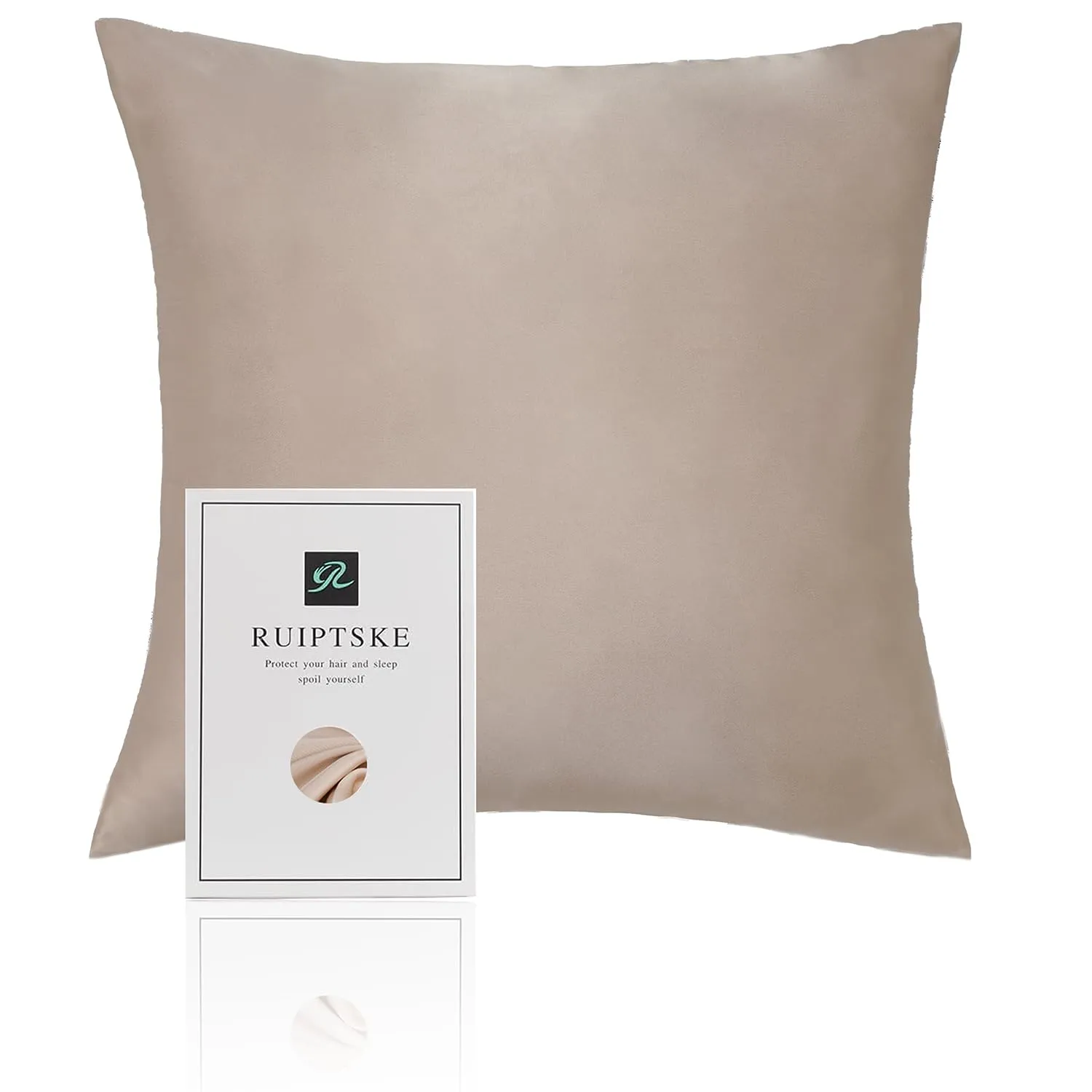 RUIPTSKE Natural Silk Federa, ipoallergenico, 22momme, 100% Seta, 600 Filati, con a Scomparsa Cerniera (Light Champagne, 50x75cm)