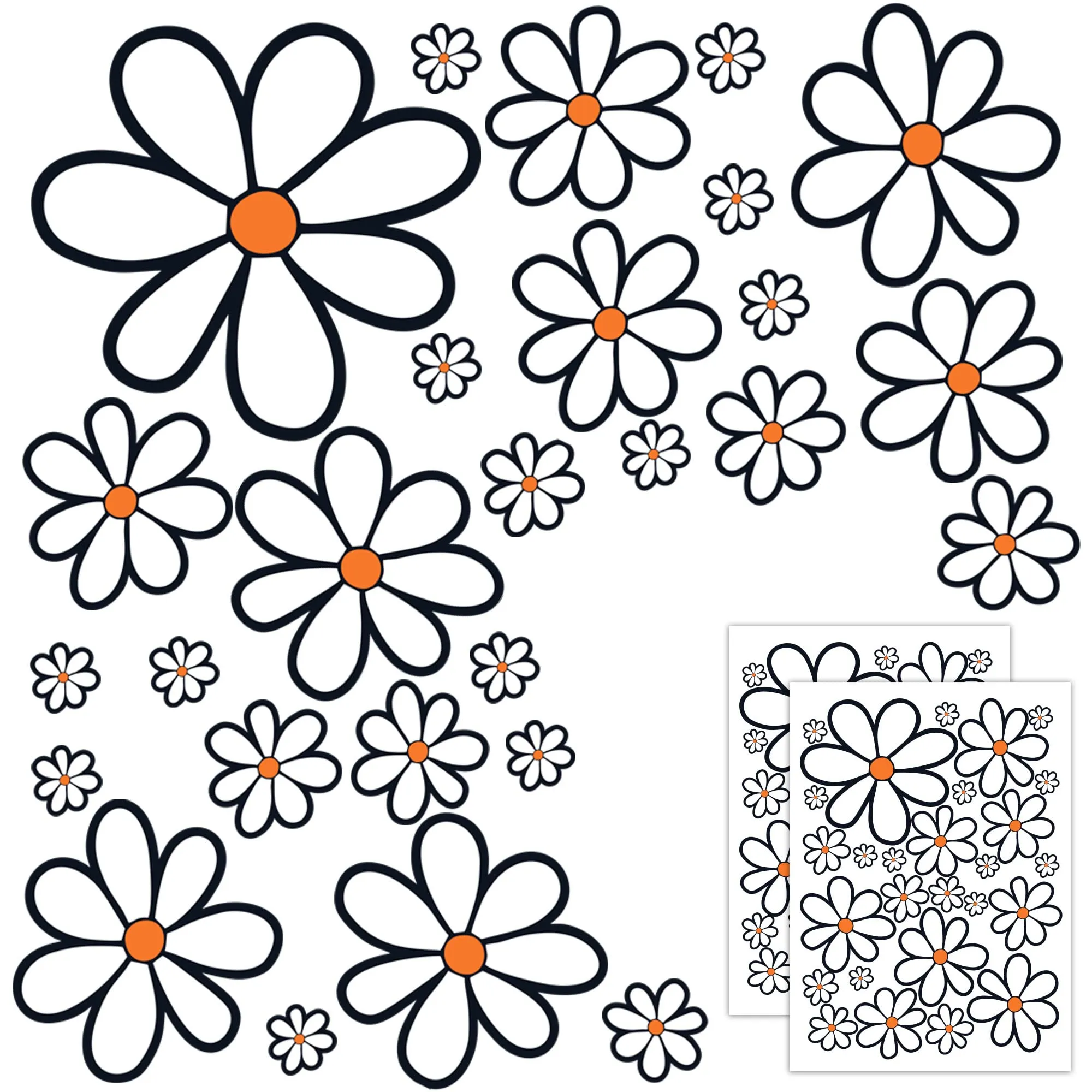 GamesMonkey® - Adesivi Auto Fiori Margherite Prilblumen Tuning - 27/54 / 108 Pezzi - Carrozzeria Divertenti Moto Bicicletta Stickers Vetri Casco (Large, 54 Pezzi, Col 005)