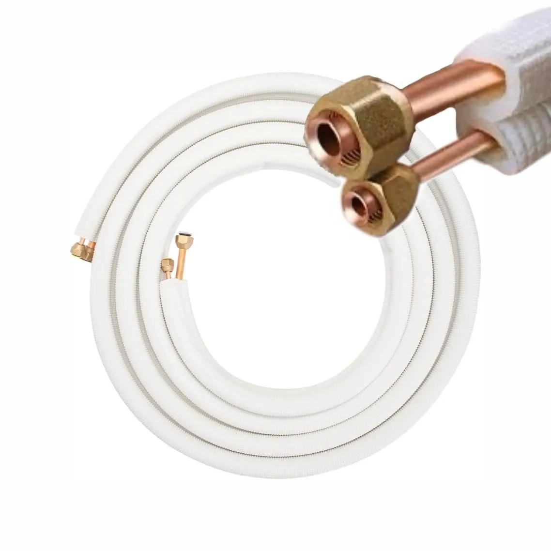 Cozzolinobrico kit tubi rame CARTELLATI PRONTI per climatizzatore coppia da 1/4 e da 3/8 per gas Refrigerante Varie Misure (5 mt + 5 mt)
