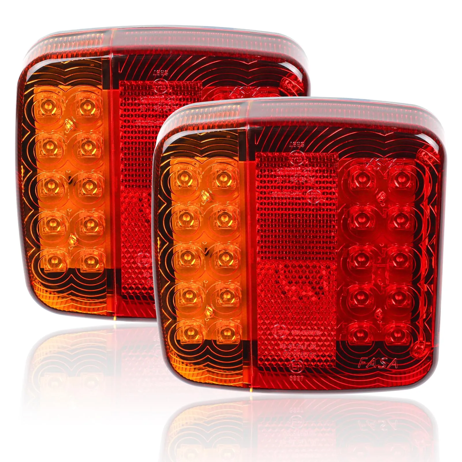 Yinaolan Luci posteriori a LED per rimorchio, 2 pezzi 12V impermeabili fanale posteriore a LED, luce di arresto, indicatore di direzione, indicatore di direzione, marchio E