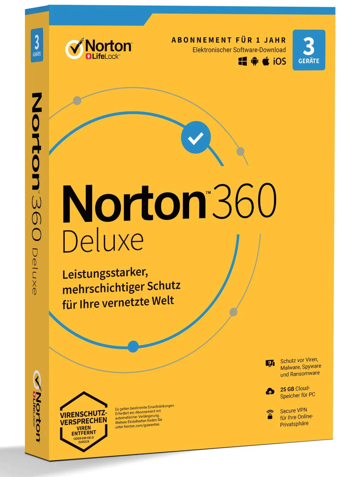 Symantec Norton 360 Deluxe 25GB 1 User 3 Devices 1 Jahr