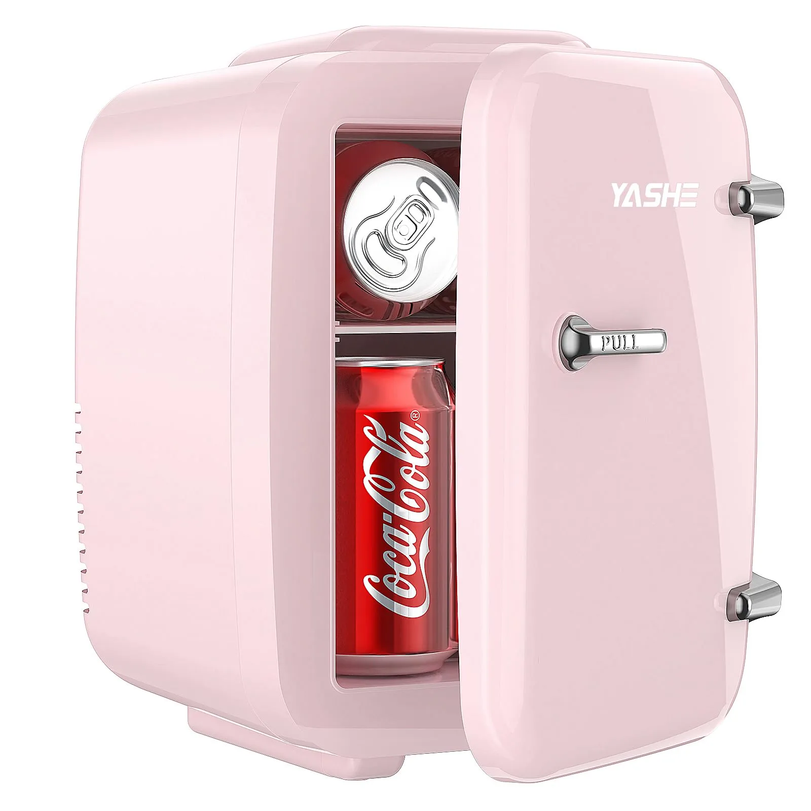 YASHE Mini frigo da camera, 4L frigorifero piccolo per la cura della pelle, 220V CA/12V CC, termoelettrico e scaldino per bevande, ufficio, dormitorio, auto, rosa