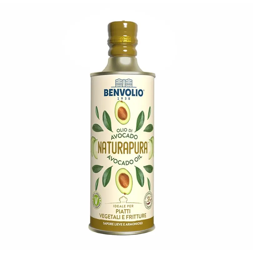 BENVOLIO - Olio di Avocado Deodorato 500ml, Naturapura - Condimenti, Cucinare e Fritture - Alternativa all'Olio di Oliva - Alto Punto di Fumo - Alimentare e Cosmetico
