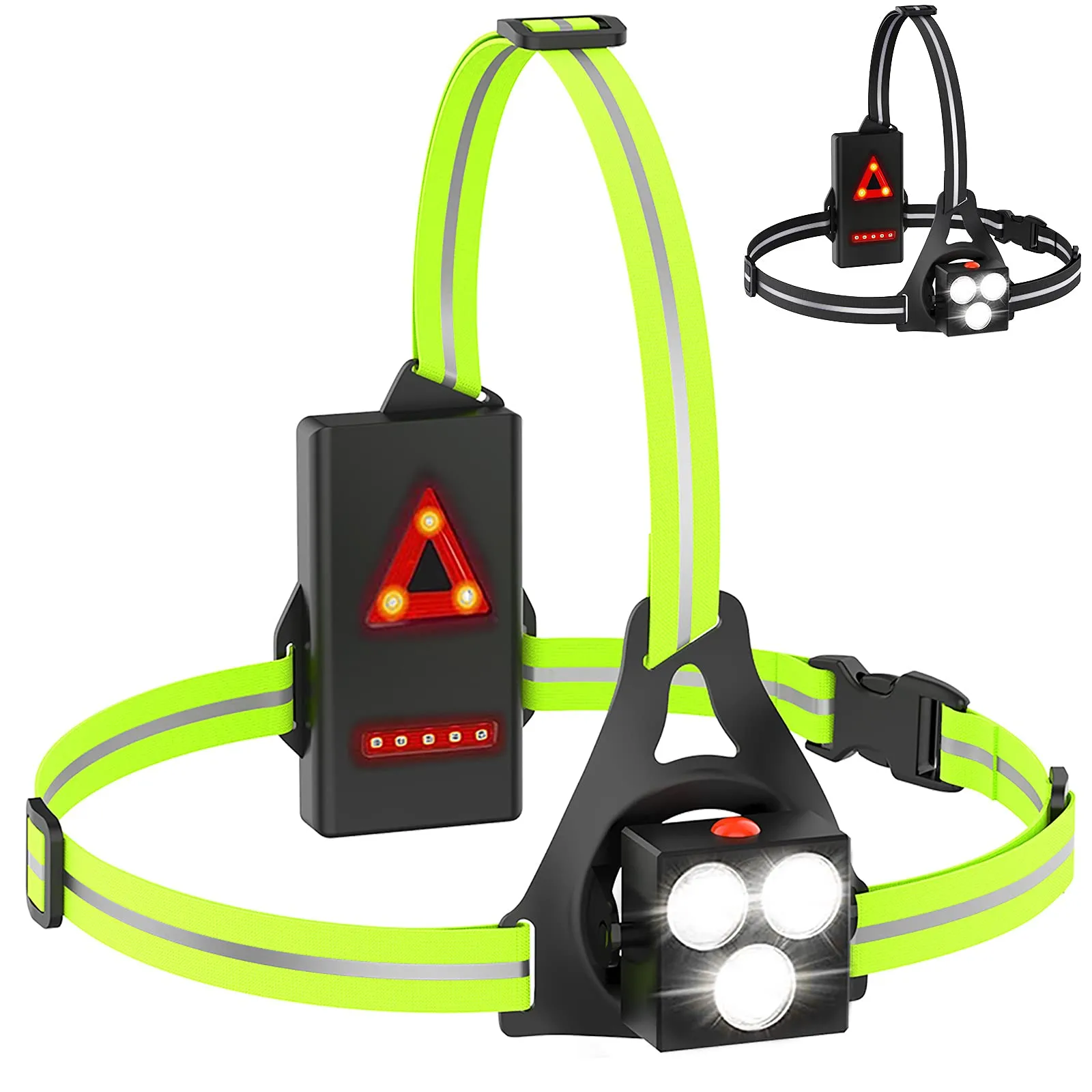 Husgw Luce da Corsa a LED Ricaricabile USB per Petto, Regolabile a 120° Luce da Running, 500 Lumen, Luce da Corsa con Strisce Riflettenti per Jogging, Camminata, Sport all'Aria Aperta (3 Luce)