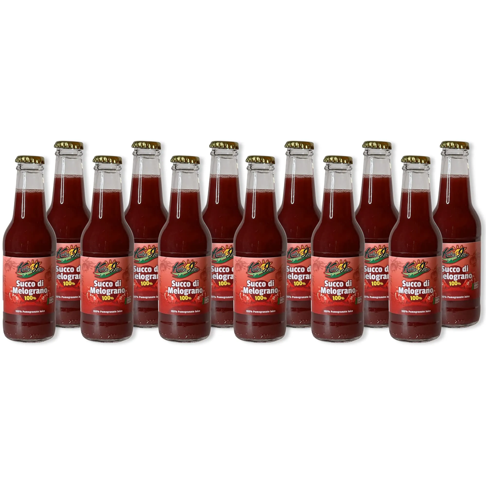 Spremuta Succo di Melograno 12x 200ml – 100% Naturale Frutta Fresca di Stagione - Gusto Autentico - Prodotto Artigianale Alta Qualità Senza Additivi – Kalos Jero