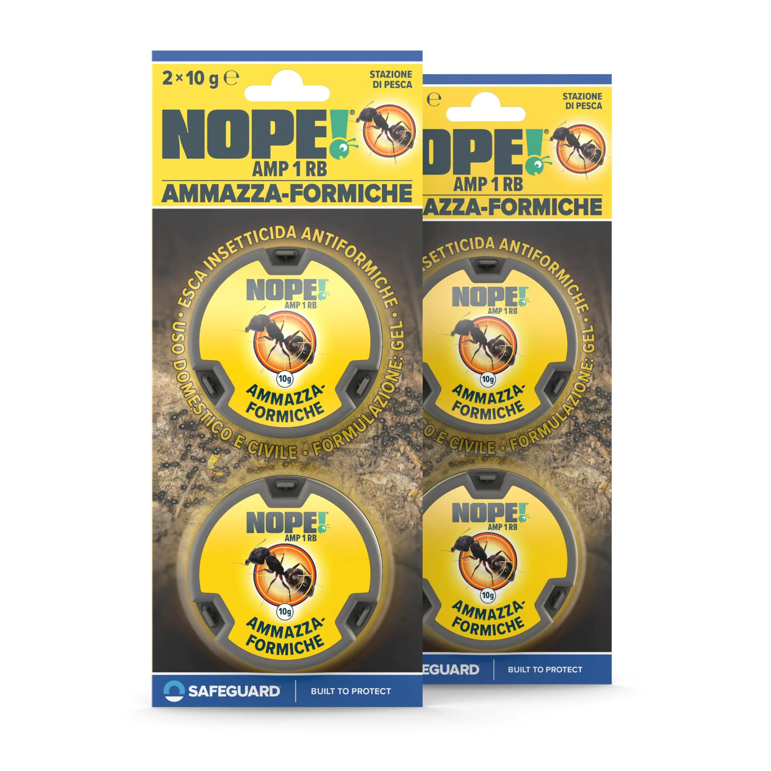 NOPE! Ammazza Formiche - 2 x 2 Esche Insetticide Antiformiche - 40g - Protezione per Esterni ed Interni - Durata 4 Settimane