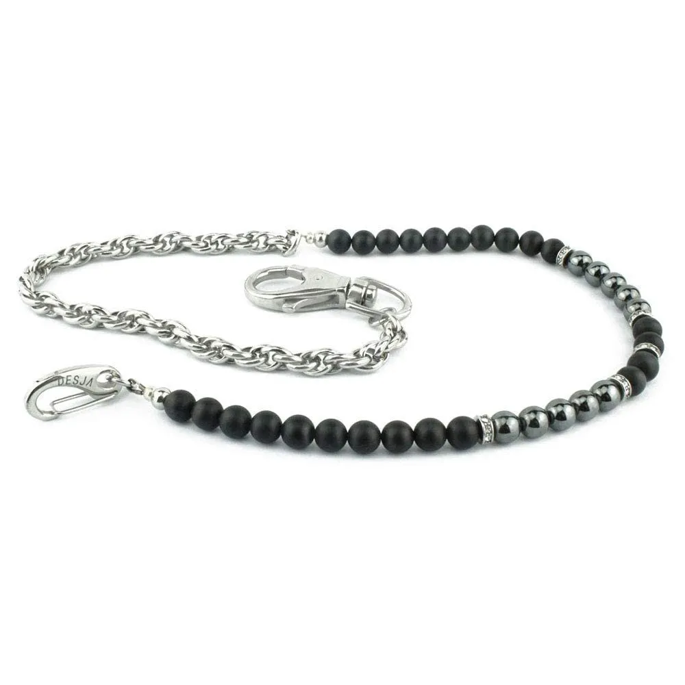 Catena pantaloni Jeans con pietre dure naturali Onice nero ed Ematite