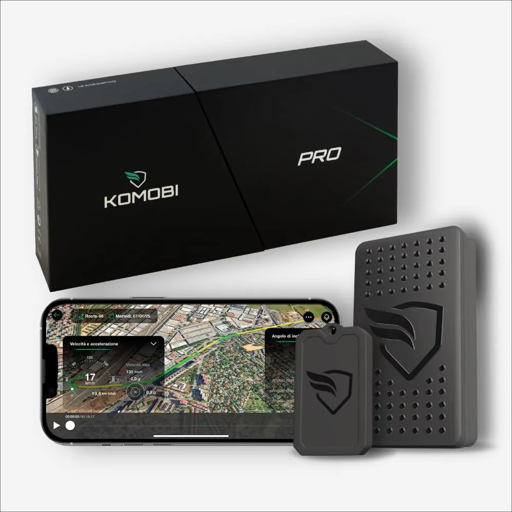 KOMOBI PRO | Antifurto GPS localizzatore per Moto | GPS Antifurto Moto | Sistema antifurto con notifica mobile e chiamata telefonica
