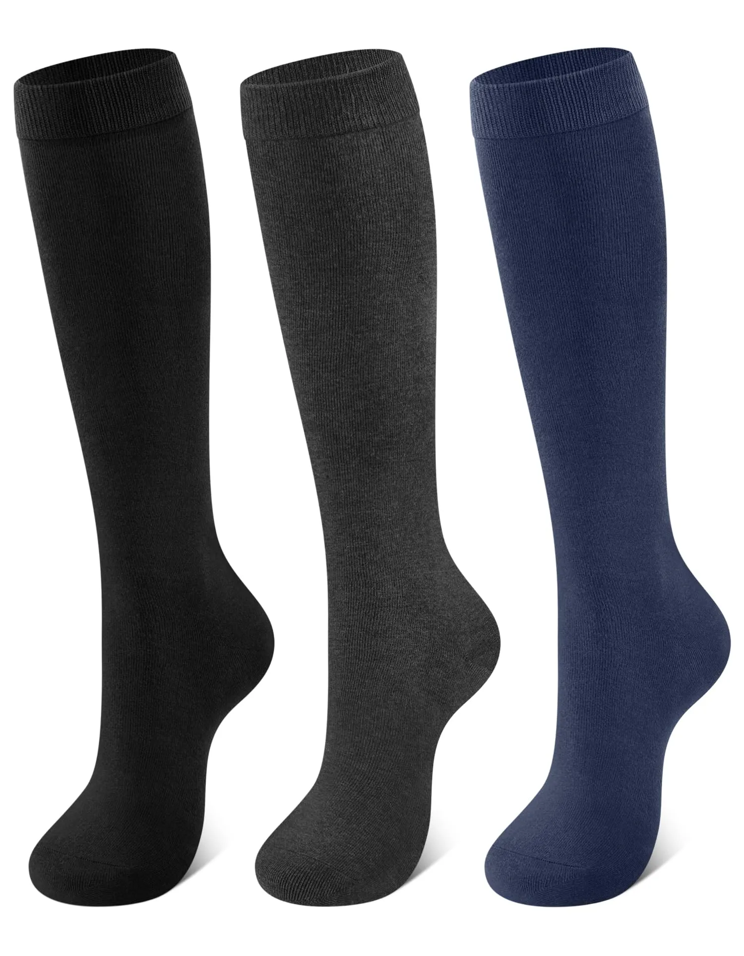 CLOSEMATE Calze Lunghe Donna 3 Paia – 80% Cotone Morbido, Elastiche e Traspiranti Ideali per Sport Lavoro Scuola Viaggio e Uso Quotidiano