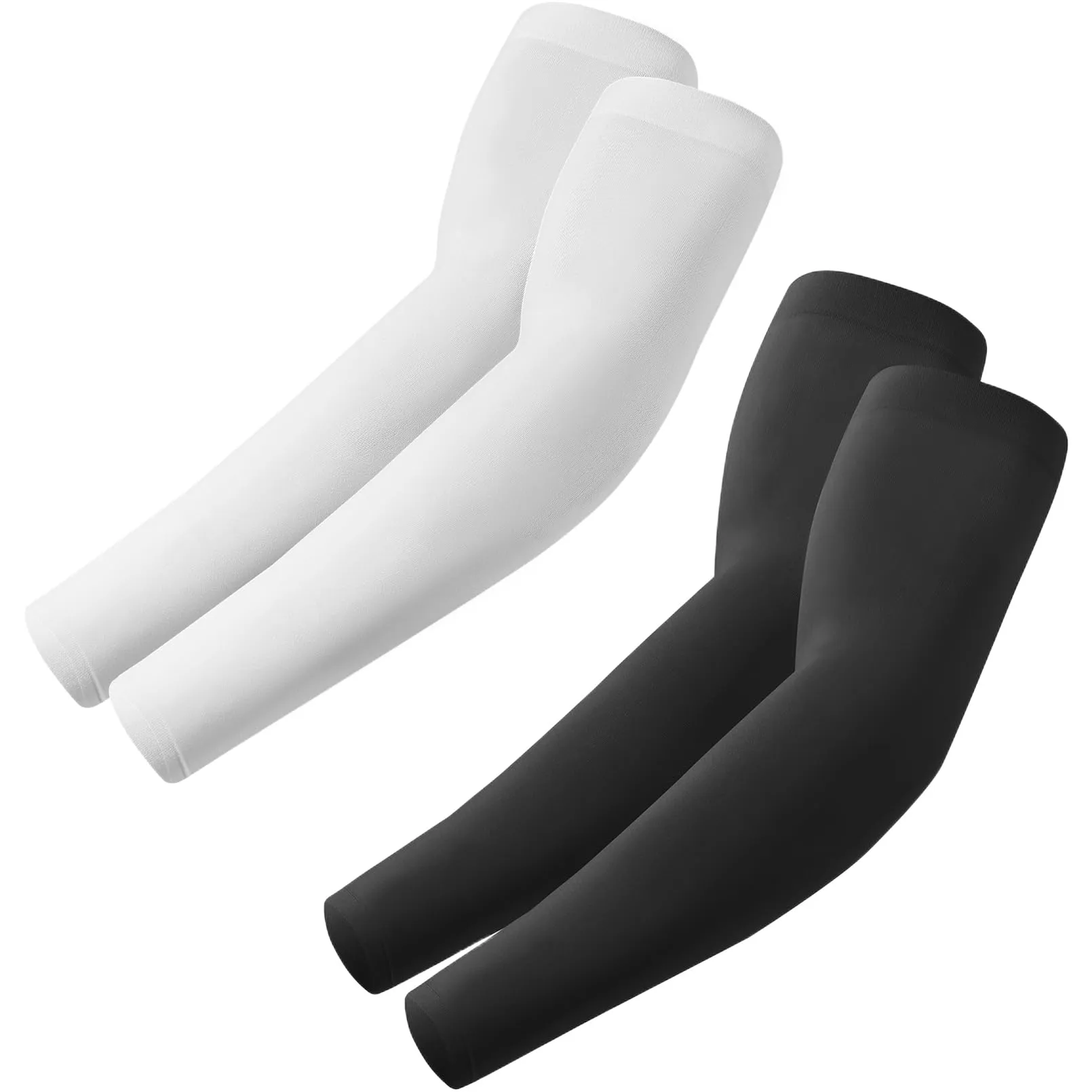 fuinloth 2 Paia Manicotti Braccia per Uomo e Donna, Ideali per Sportivi Padel Basket Pallavolo Nero+Bianco