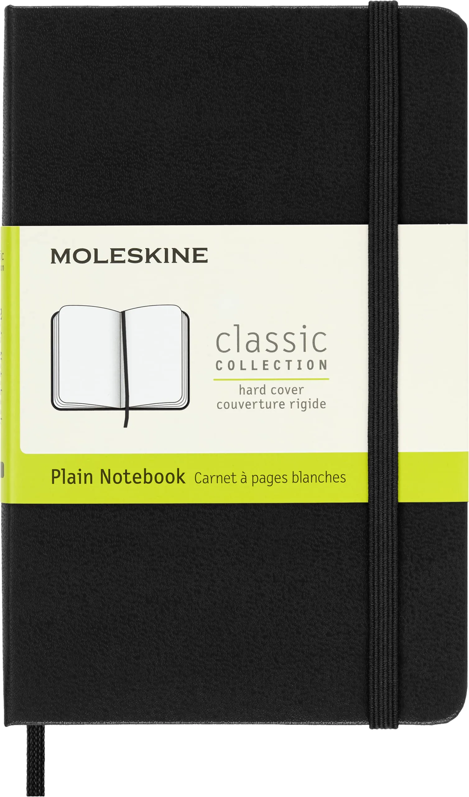 Moleskine Classic Notebook, Taccuino con Pagine Bianche, Copertina Rigida e Chiusura ad Elastico, Formato Pocket 9 x 14 cm, Colore Nero, 192 Pagine
