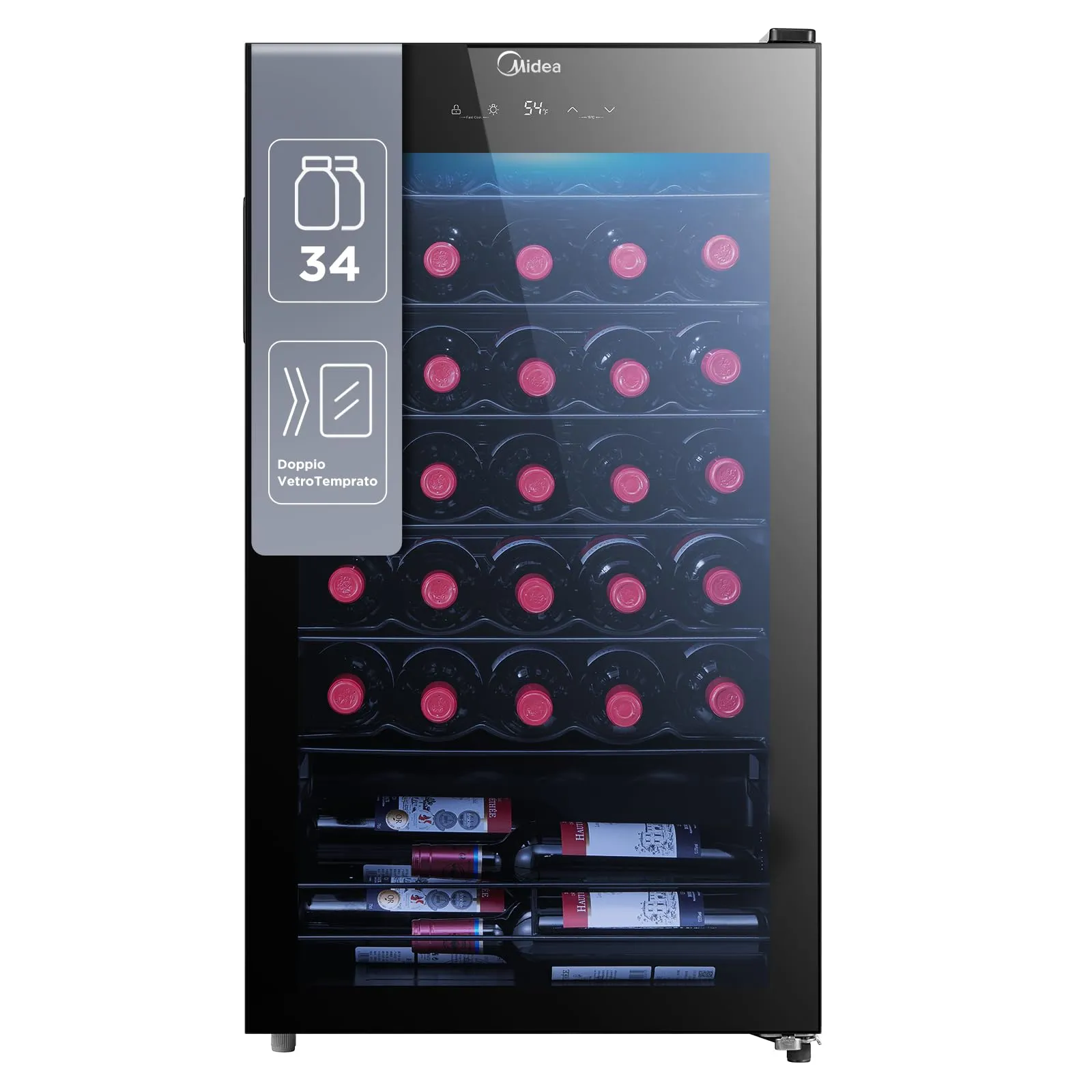 Midea Cantinetta Vino, 34 Bottiglie, Temperatura Regolabile