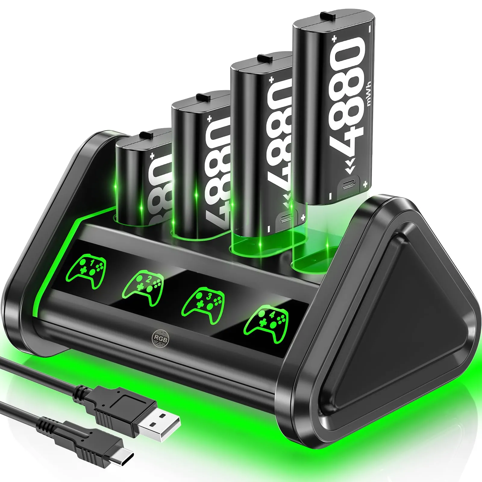 OIVO Ricarica per Batterie Xbox One/Series X|S, 4x3840mWh Batterie Ricaricabili per Controller Xbox, Batteria Controller per Xbox One/Series X|S/Elite