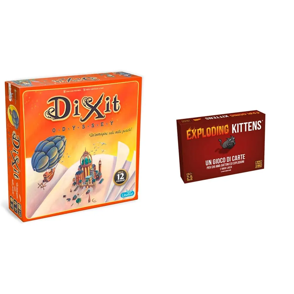 Asmodee Italia, Dixit Odyssey, Gioco da Tavolo, Edizione Italiana, 8005 & Exploding Kittens, Gioco di Carte, Edizione in Italiano, 8540