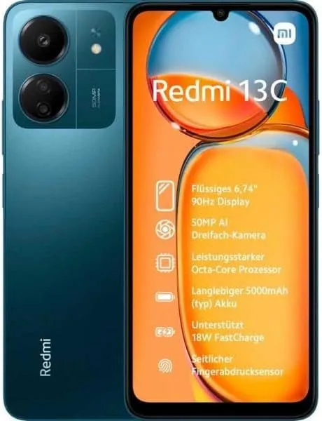 Xiaomi Redmi 13C 256GB (Navy Blue, Android 13, Dual SIM, 8 GB LPDDR4X), Black, MZB0FT4EU